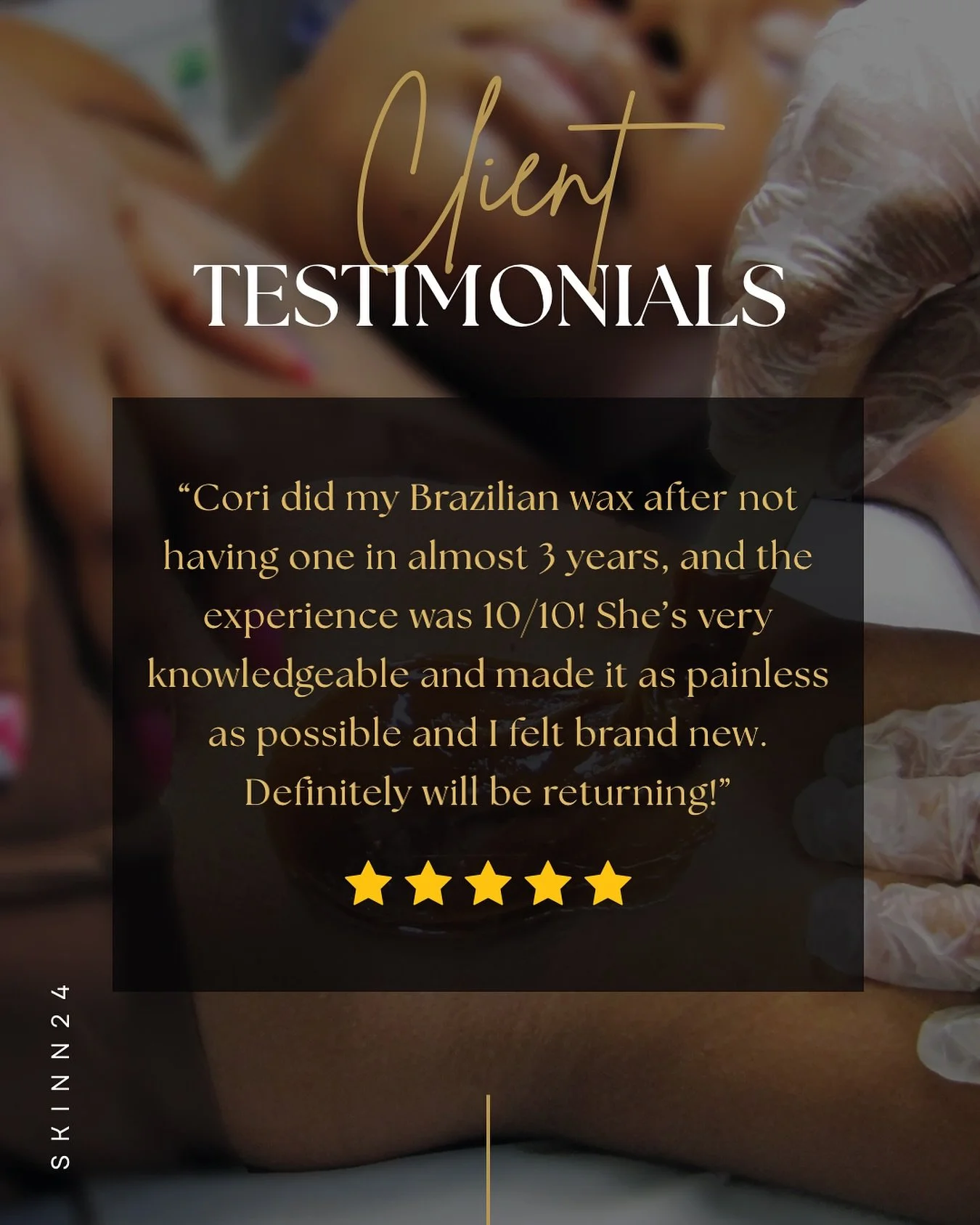 After 3 years without a wax, this client trusted me to ease her back into self care and left feeling brand new! ✨

At Skinn24, it&rsquo;s about knowledge, comfort, and care in every detail. My goal is to create a calm, judgment-free space where you c