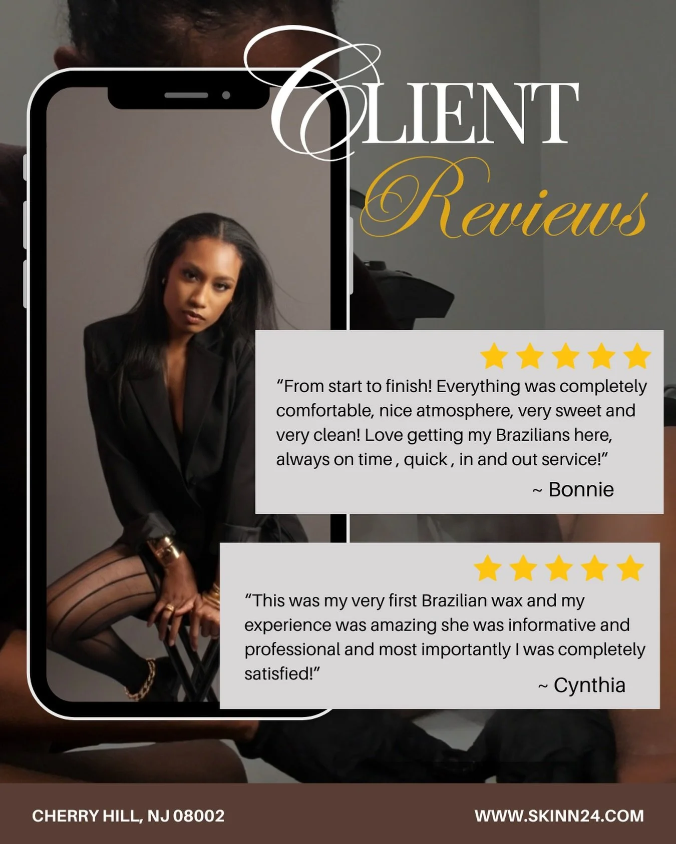 The beauties have spoken 😌🥂👏🏽

When it comes to a wax, we give smooth quality results and a top notch experience EVERY TIME! 
Tap the link in bio to reserve your Skinn24 experience today! 

I&rsquo;ll see you there!

#njesthetician #phillyestheti