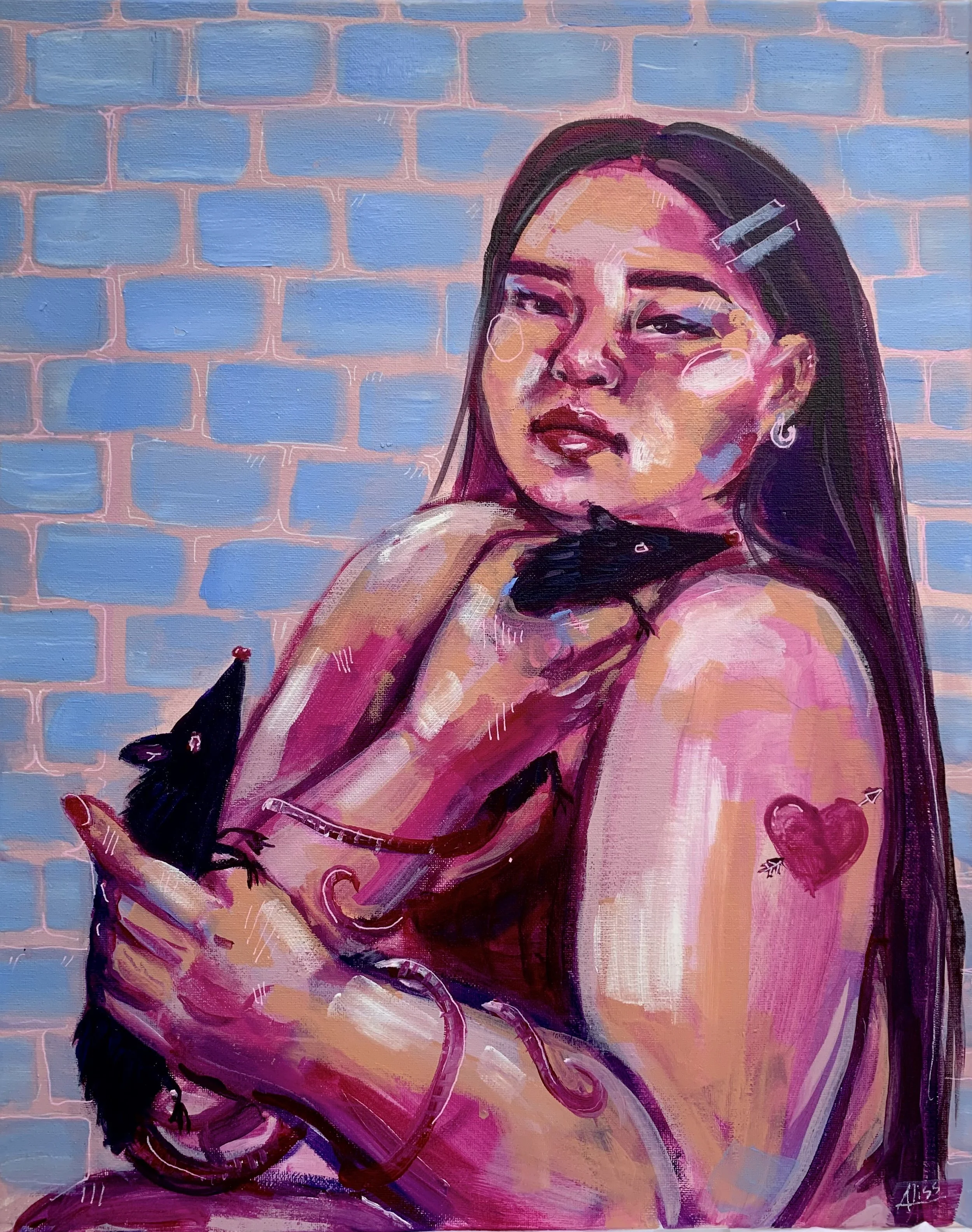 "My Little Black Rats" acrylic on canvas, 40 x 50.5 cm
