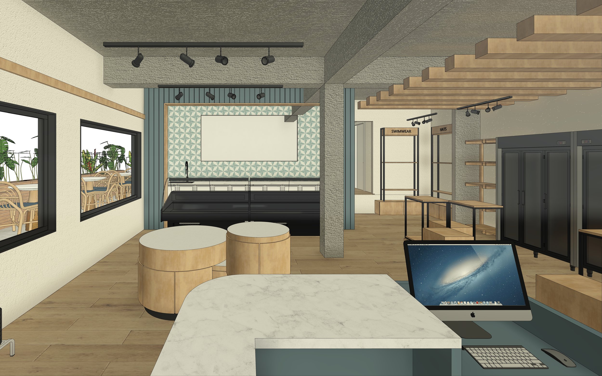 Diseño de Deli en zona turística. Arquitectura Comercial. Interiorismo Comercial. Anagrama Red de Diseño. Anagrama RD.