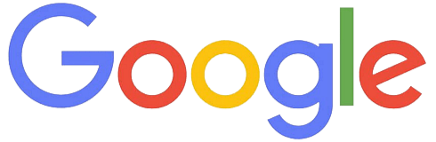 Google logo with colorful letters and geometric patterns inside each letter.
