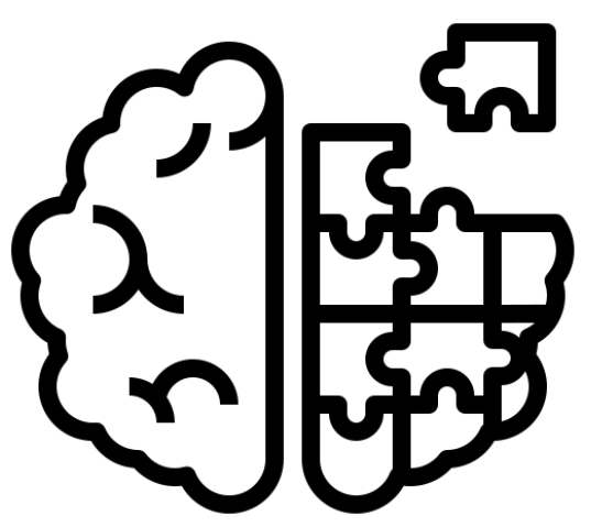 Illustration of a brain with puzzle pieces.