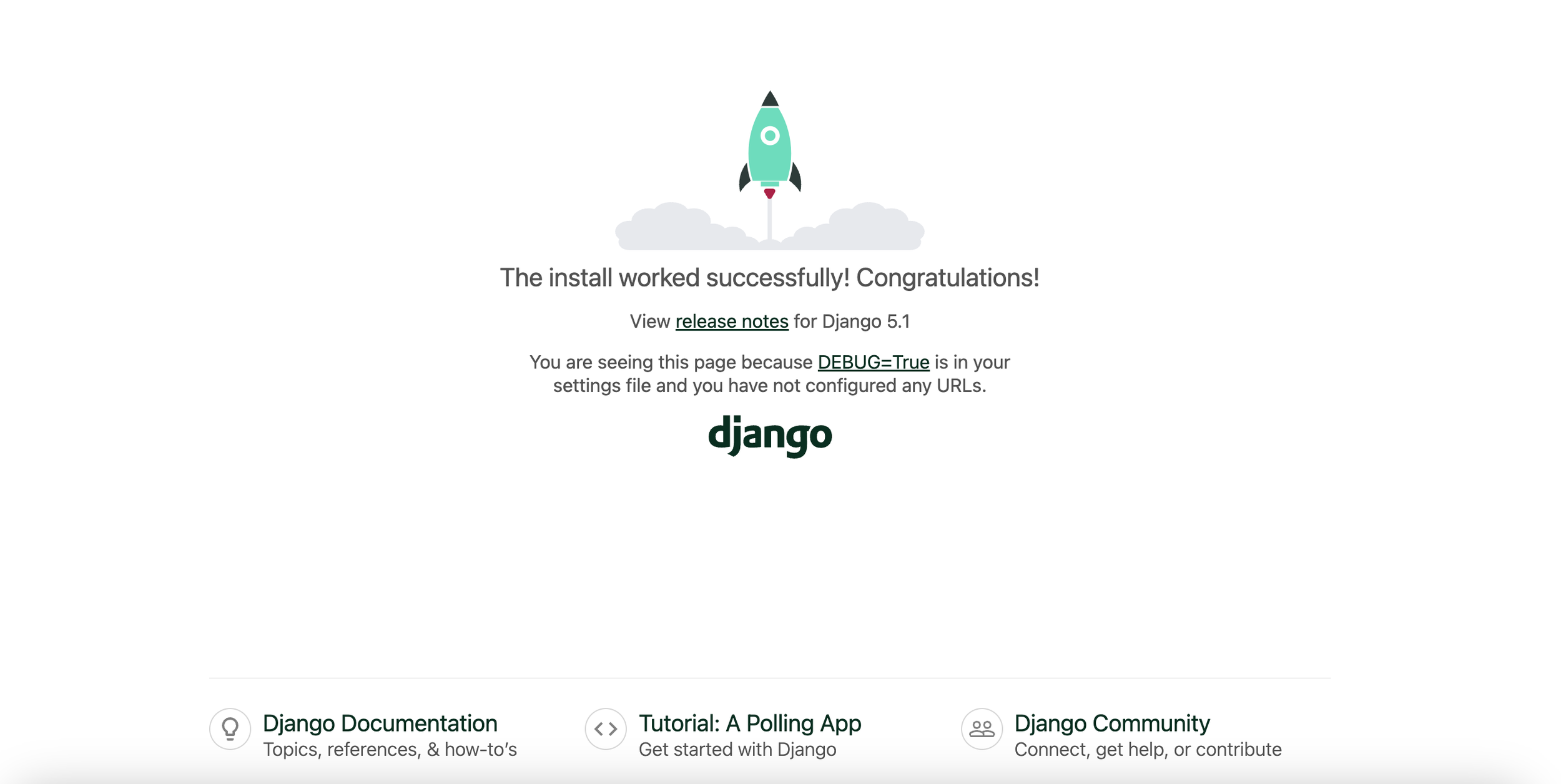 Screenshot of the server's default homepage that says "the install worked successfully! Congratulations!"
