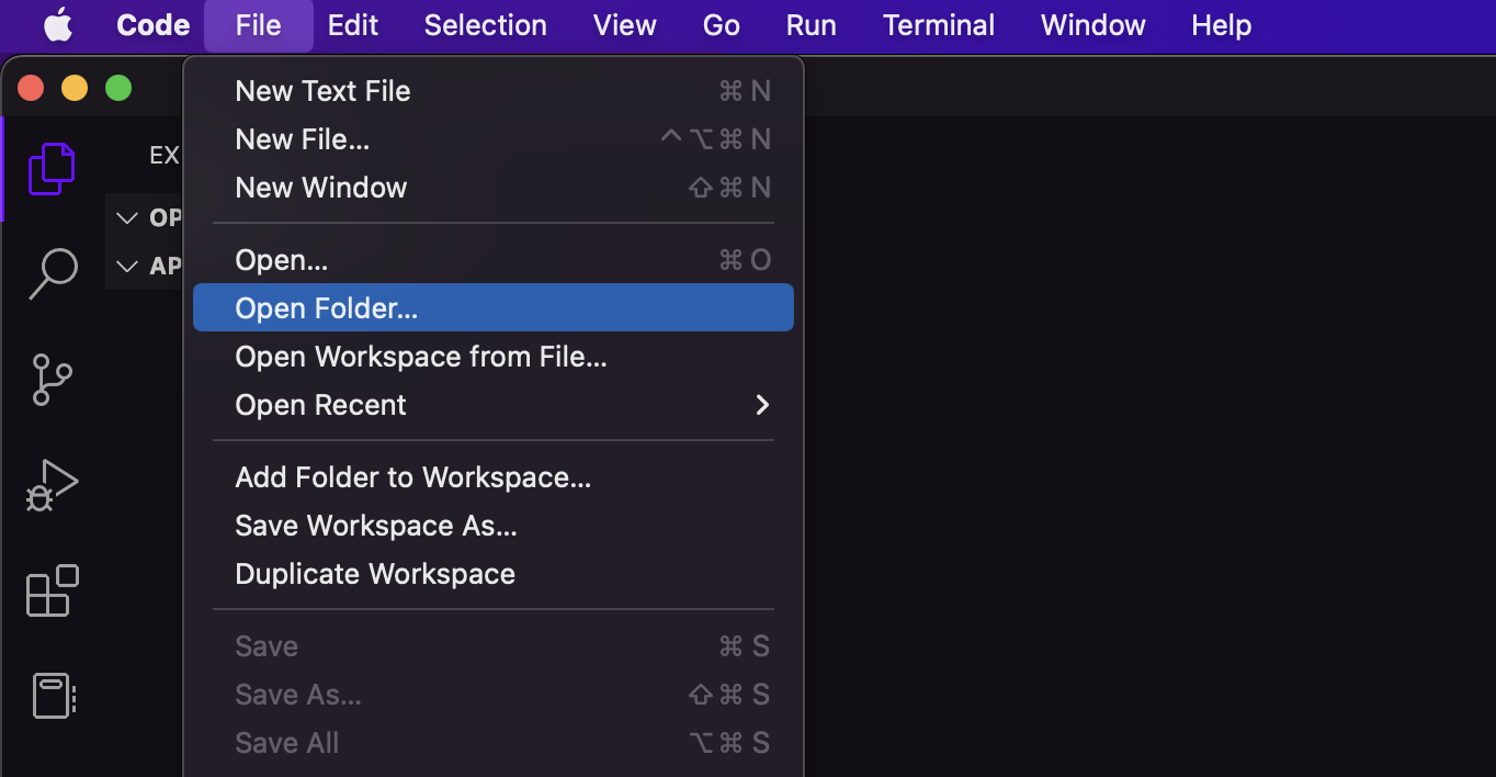 Click File > Open Folder