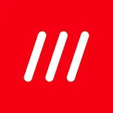 Three white diagonal lines on a red background.