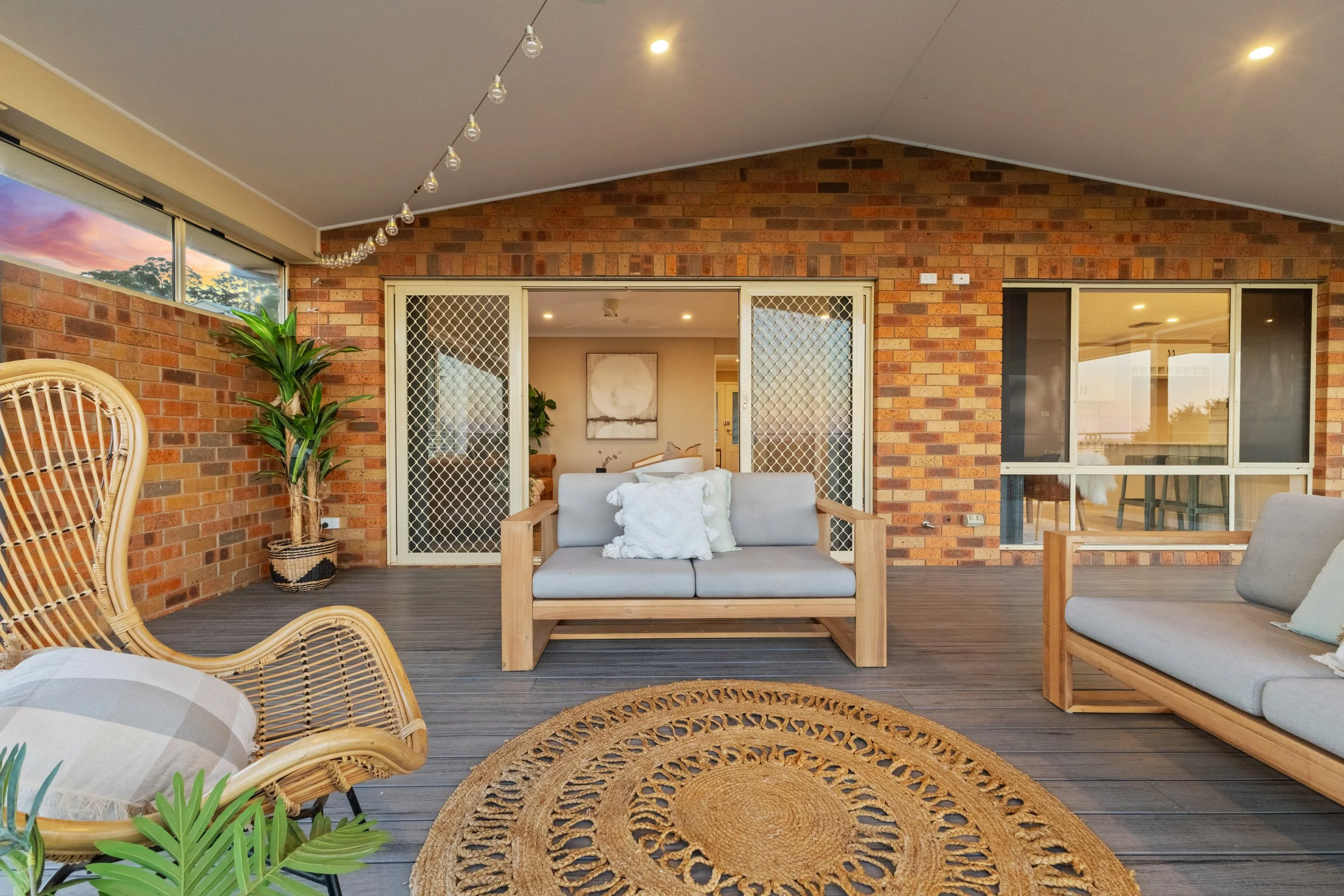 An external image of a house at Sunset