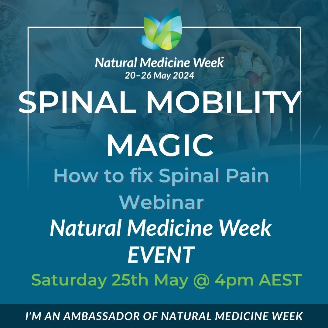 SPINAL MOBILITY MAGIC

Saturday 25th May @ 4pm

How to fix Spinal Pain Webinar

Discover the Magic of Spinal Mobility!
Join us for an engaging and enlightening webinar, &quot;Spinal Mobility Magic!&quot; Designed specifically for the Australian popul