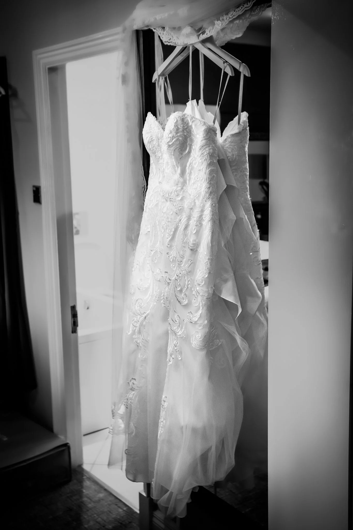 wedding dress photographed by UK wedding photographer chris peach photography