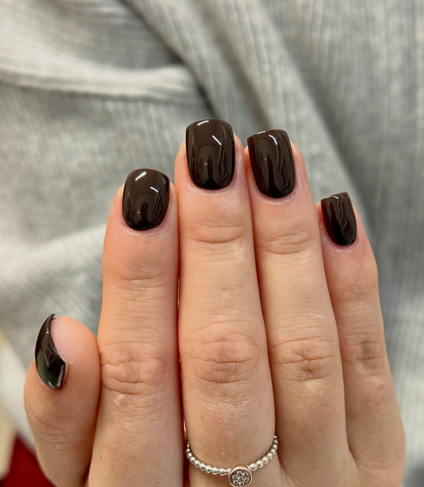 @the_gelbottle_inc Prestige has been super popular at the nail desk this week, dark brown has been the go-to for mid Jan 🤎

#brownnails #januarynails #nailsinspiration #nailstyle #darknails