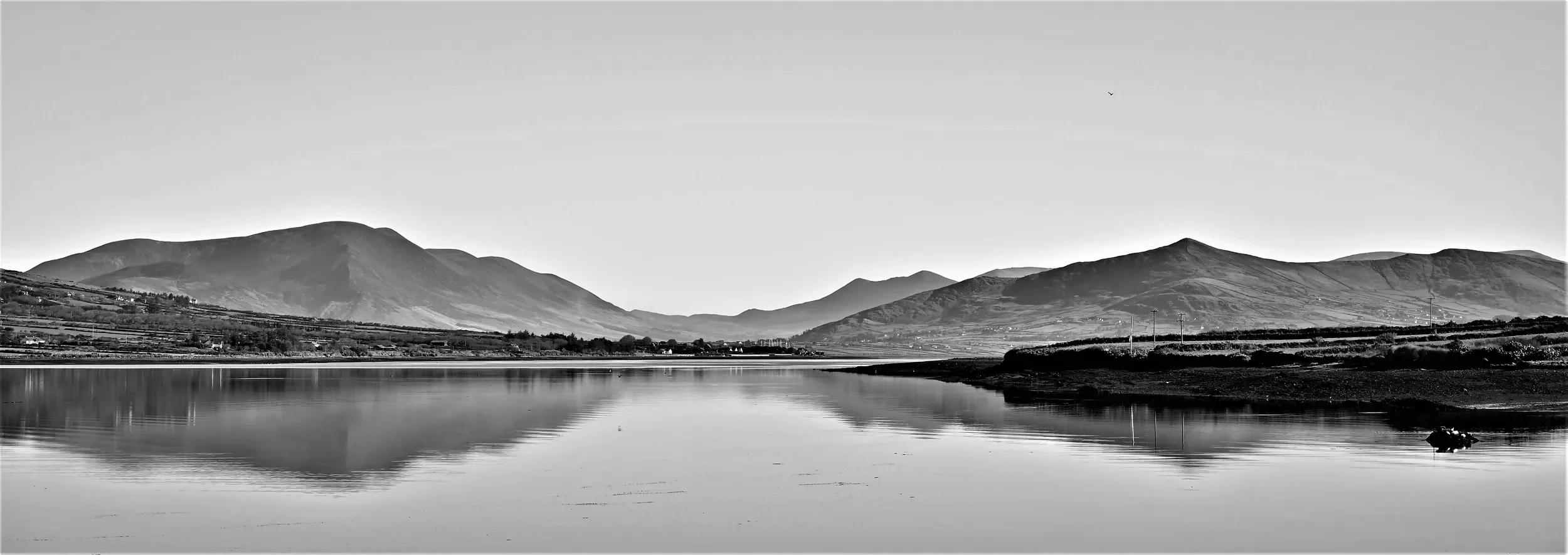   Reflections of Silence   / Still waters reflecting the hills along Portmagee Channel / Skellig Ring, 2021   KYI-035