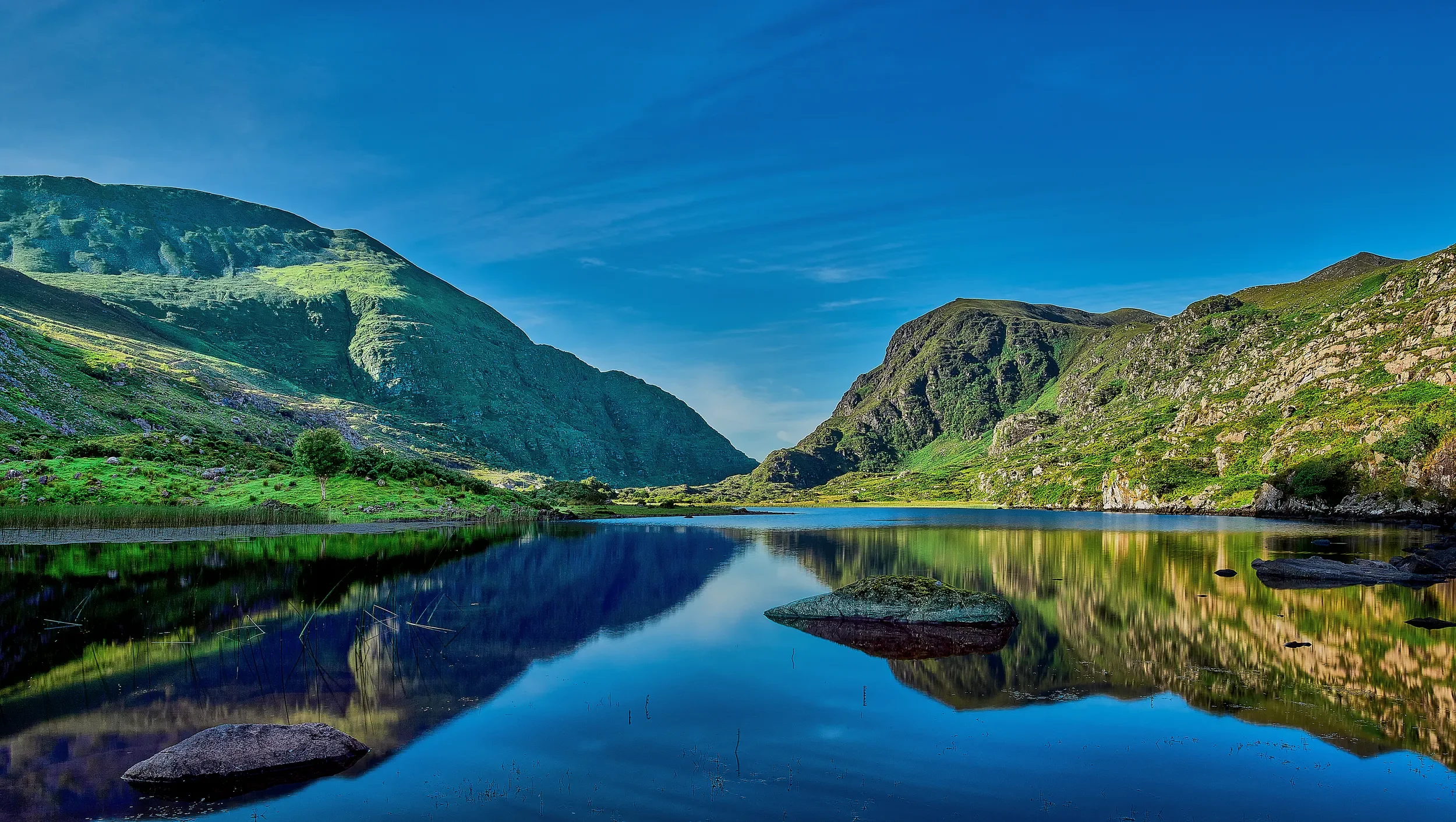   Gap of Dunloe   / MacGillycuddy Reeks and Purple Mountain divided by river Loe / Killarney National Park, 2024   KYI-077