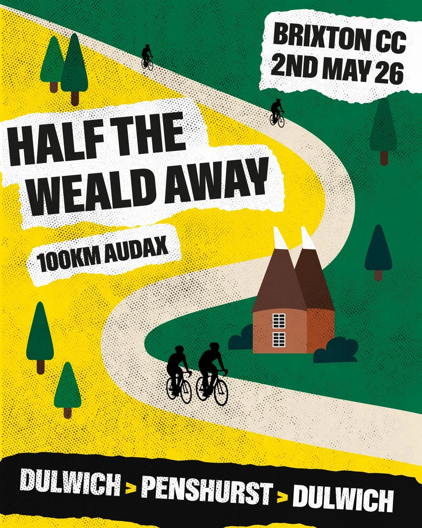 Just over two weeks to go until the inaugural Half the Weald Away, our brand new 100km Audax! 🚴

Starting from Dulwich, the route winds through the heart of the Kent Weald, with control points at Four Elms Garden Cafe and Titsey Brewery.

This event
