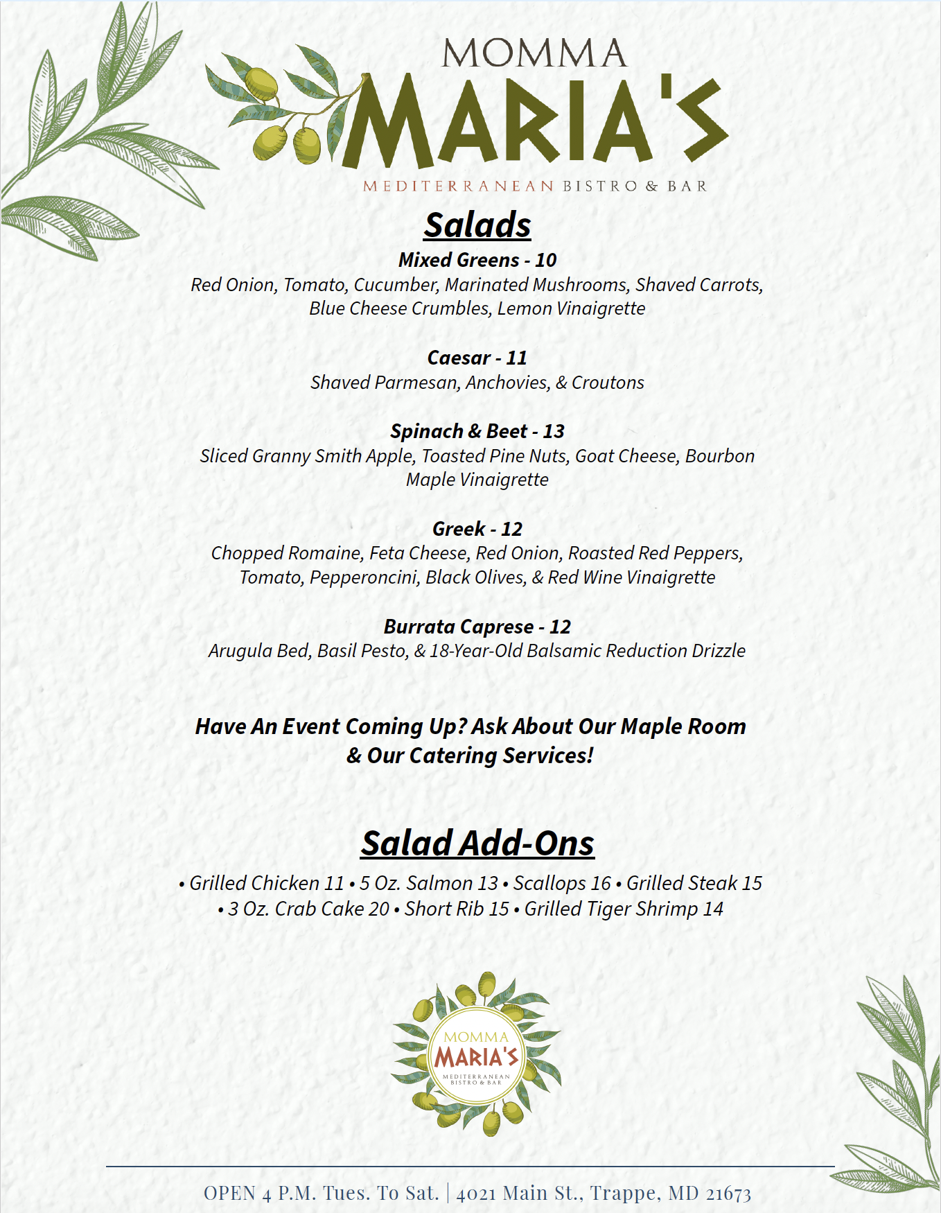 Momma Maria's salads