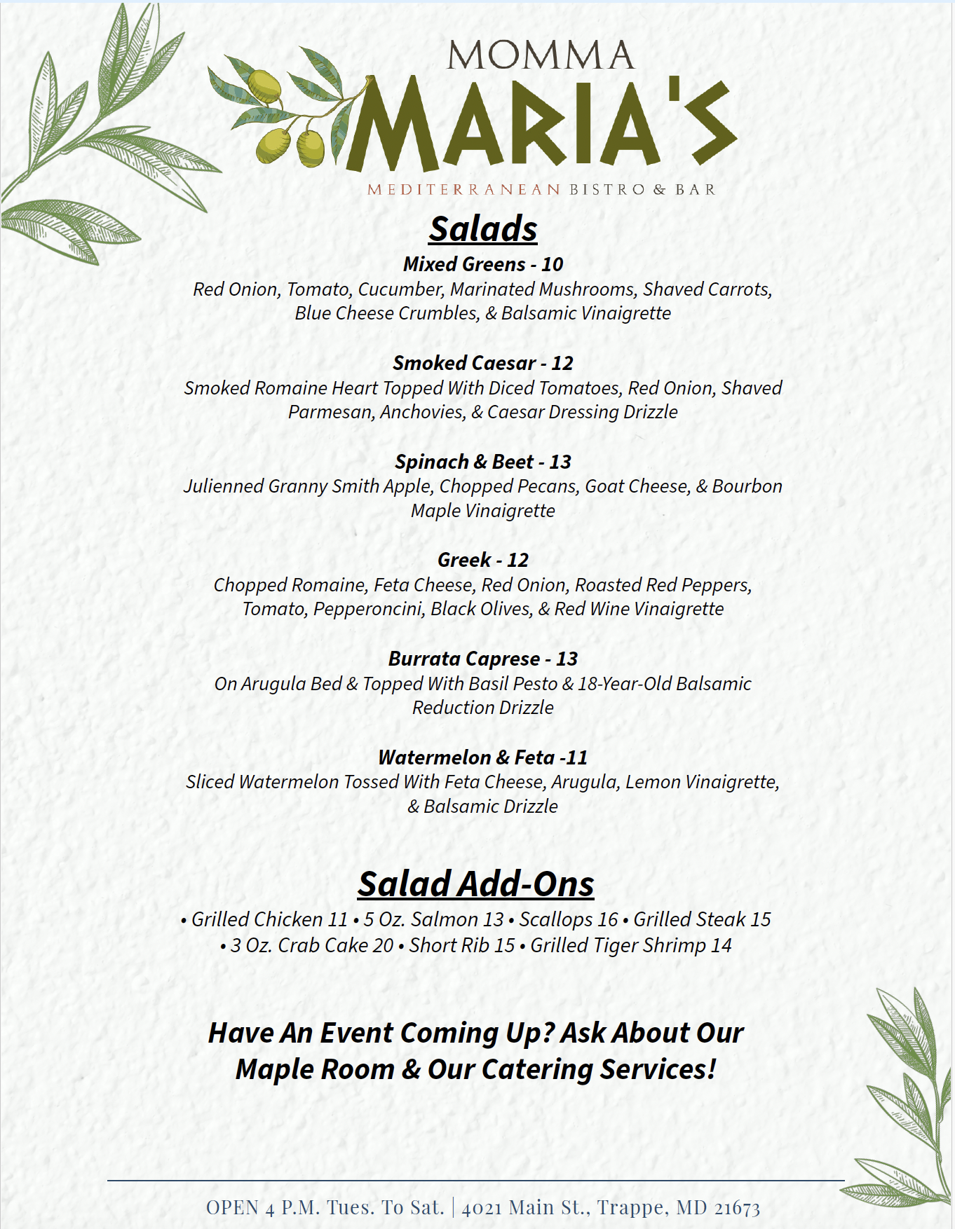Momma Maria's salads