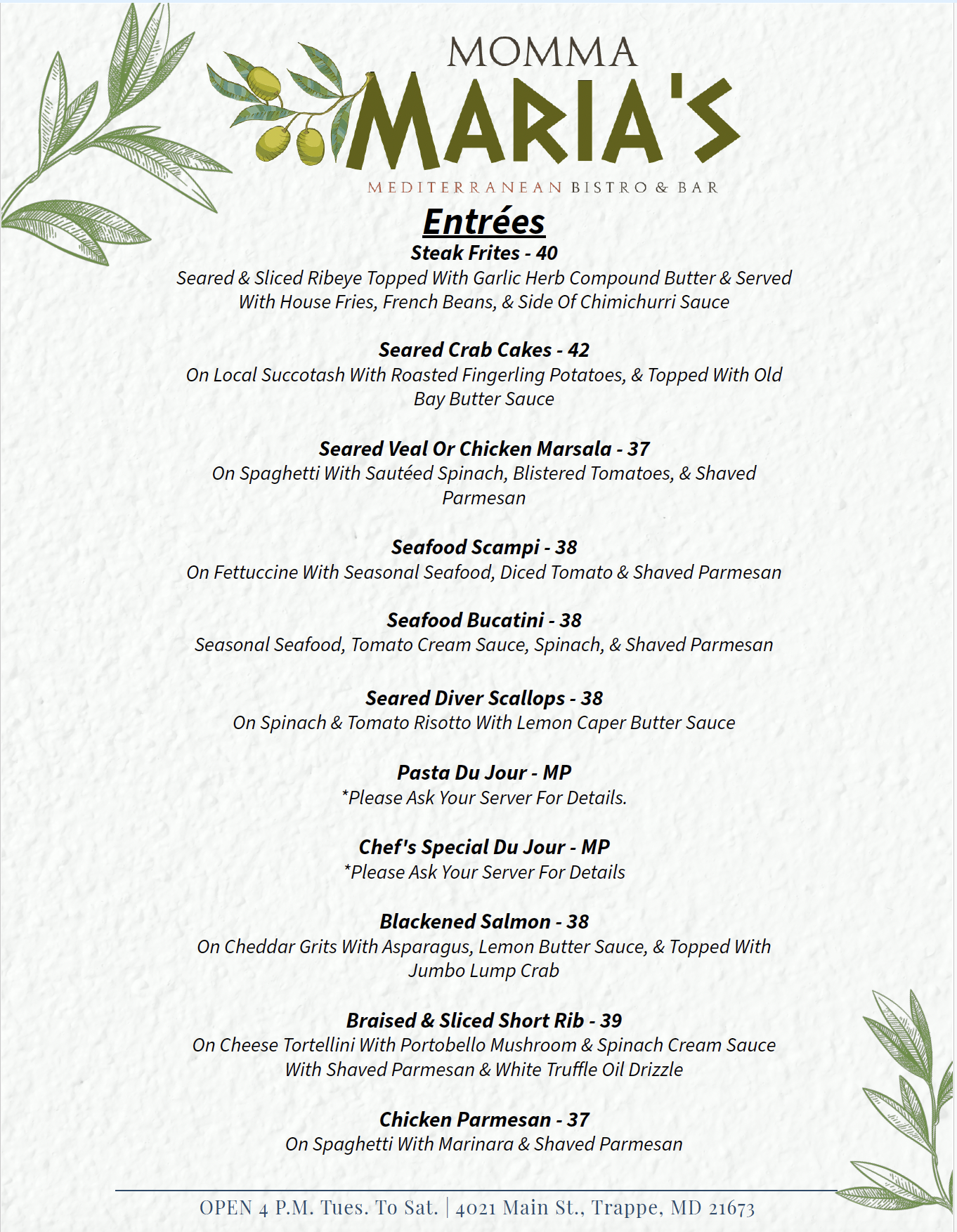 Momma Maria's entrées
