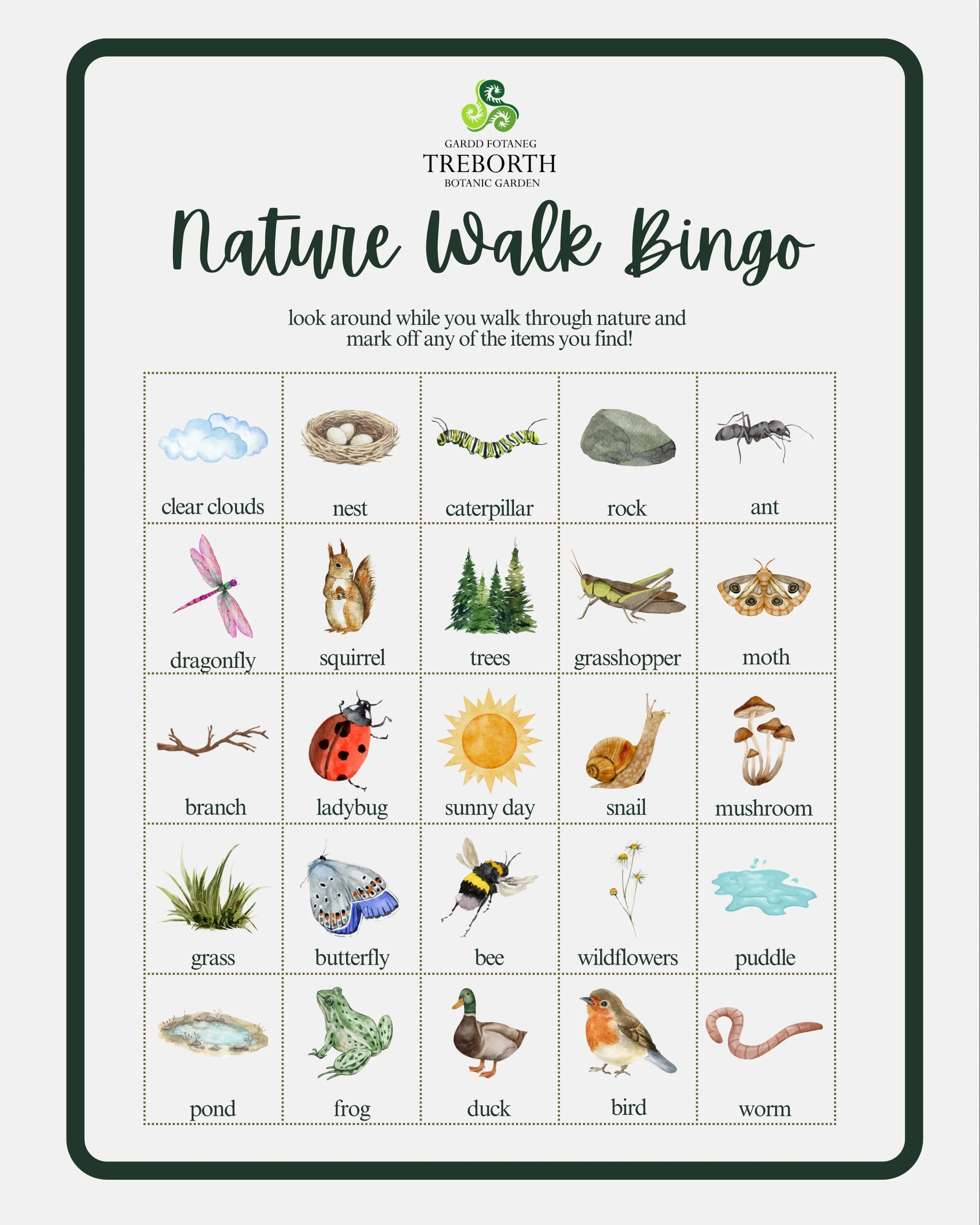 🌿 Join Us for a Wednesday Wellness Walk with @naturekeen and mark off the items in the Bingo list! 🌿

&bull; Gentle guided nature walk
&bull; Woodland trails + coastal views 🌊
&bull; Reconnect with nature &amp; wellbeing
&bull; Beginner friendly
&