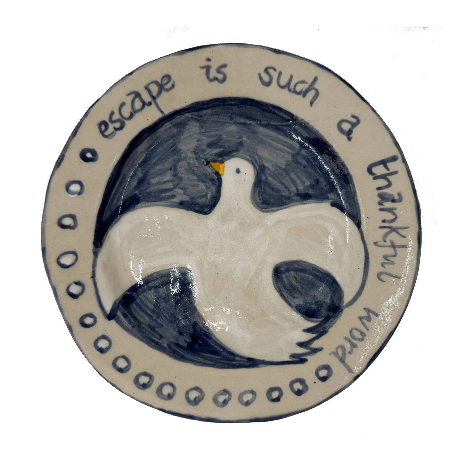 Decorated stoneware plate with clear glaze by SARAH ODEDINA, 2025