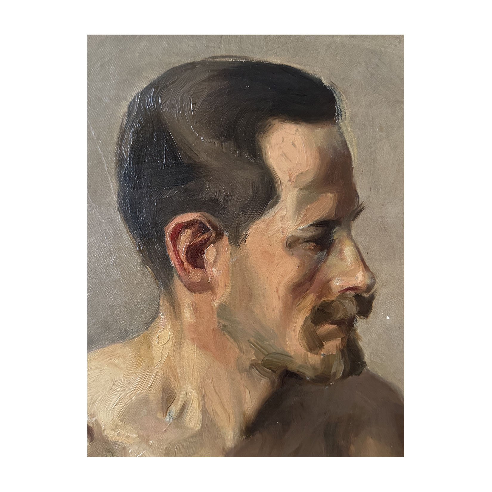 Antique oil portrait painting from 1909 by an unknown artist