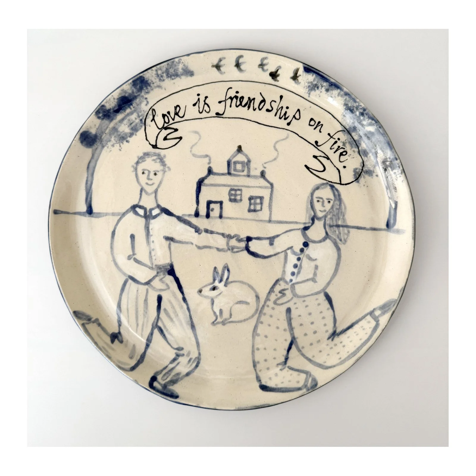 793. Love is Friendship on Fire ceramic plate by Sarah Odedina.jpg