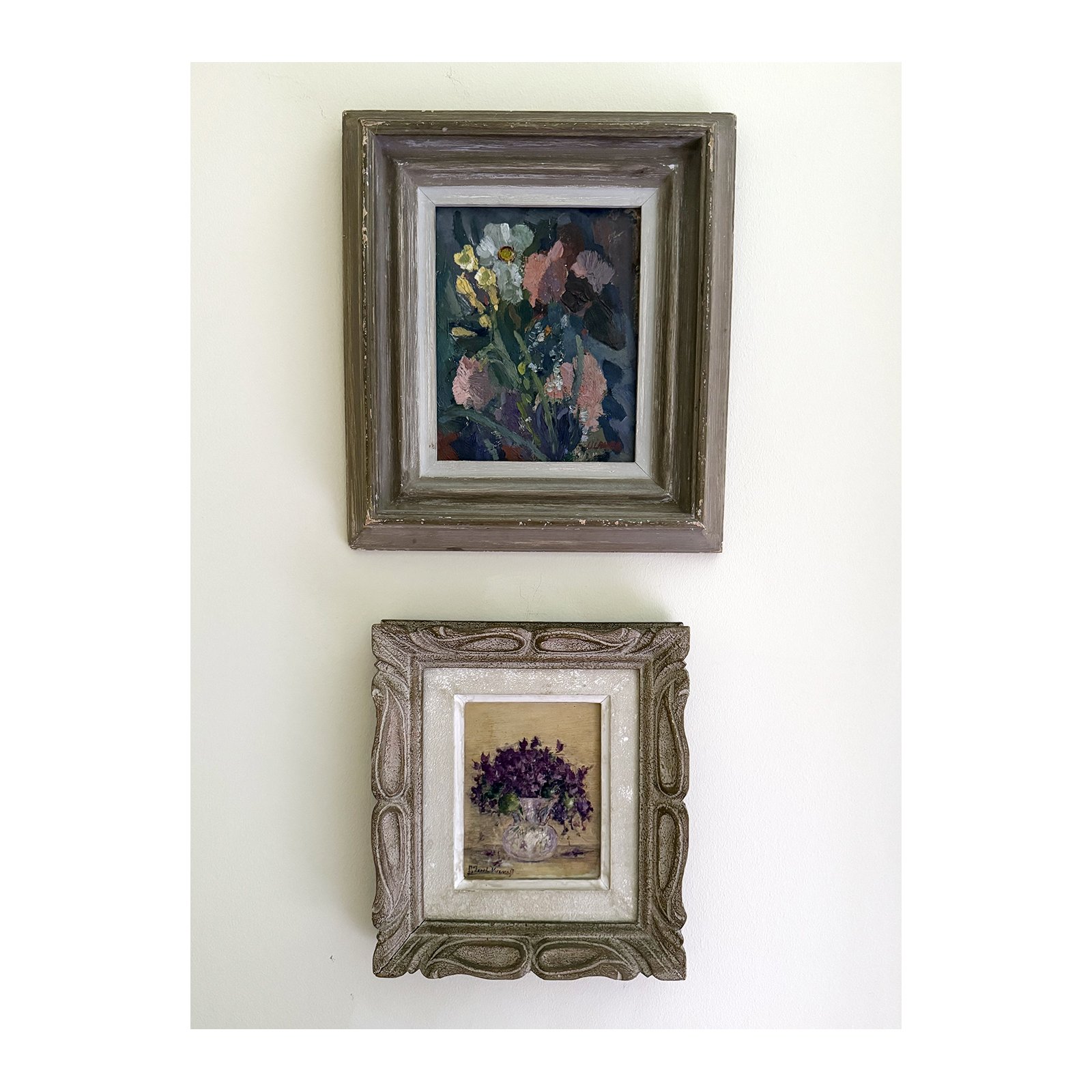 804. 2 Les fleurs violettes-vintage oil painting from  France.jpg