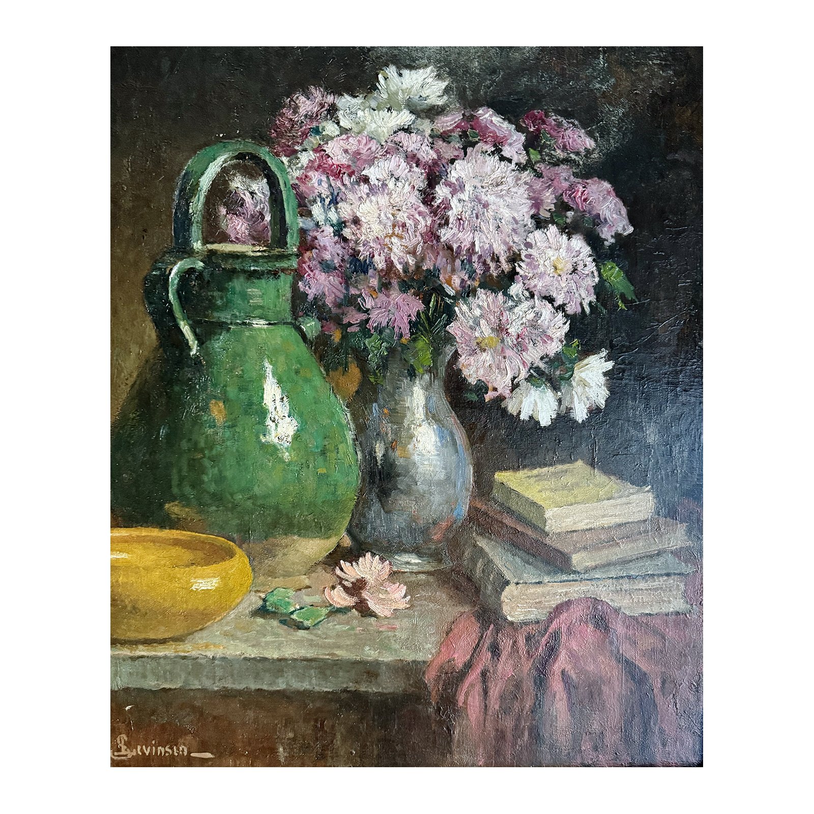 802. 67Chrysanthemums-vintage oil paintinmg bySOPHUS THEOBALD LEVINSEN..jpg