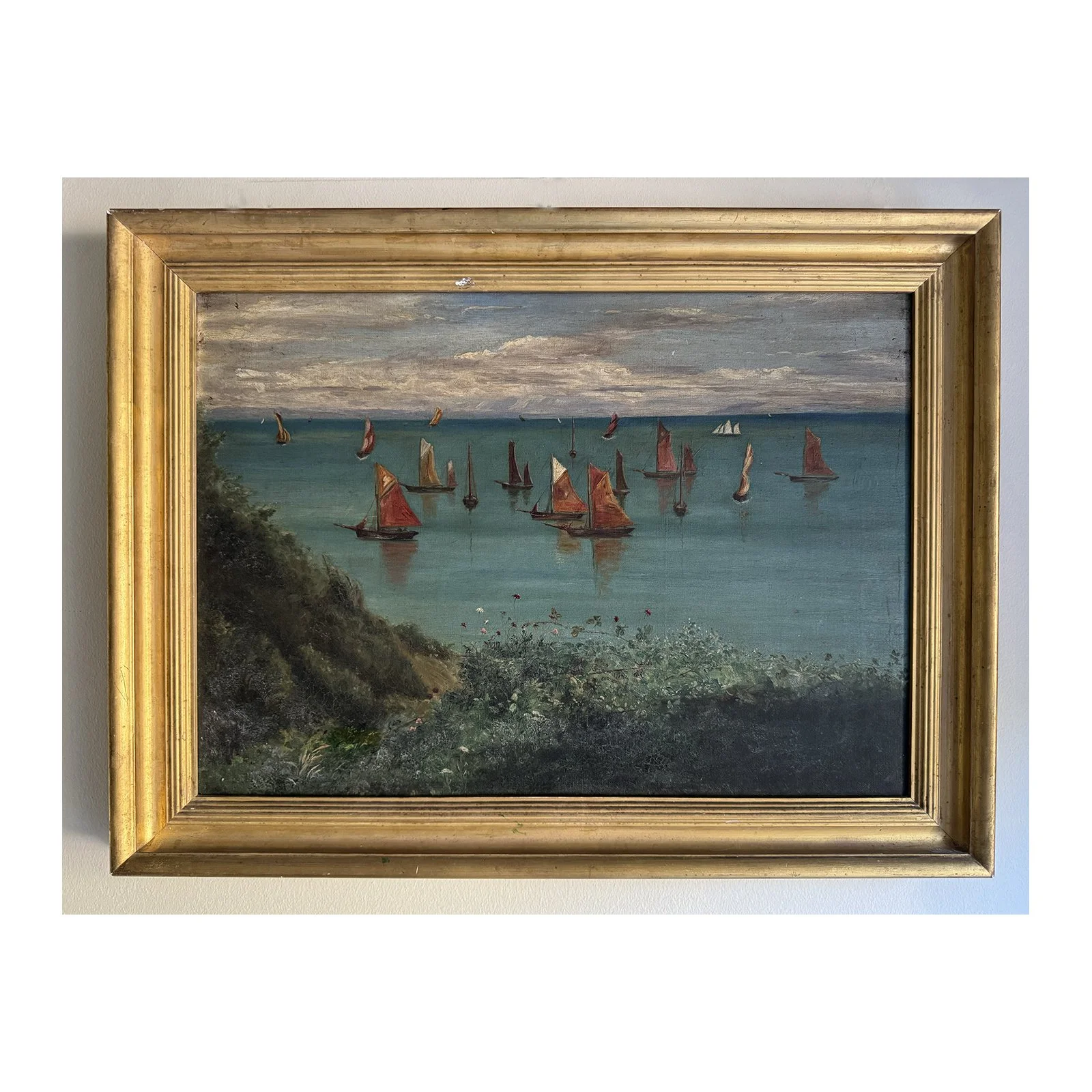 803. 3 Sailboats-vintage oil painting by Charles Schenk.jpg