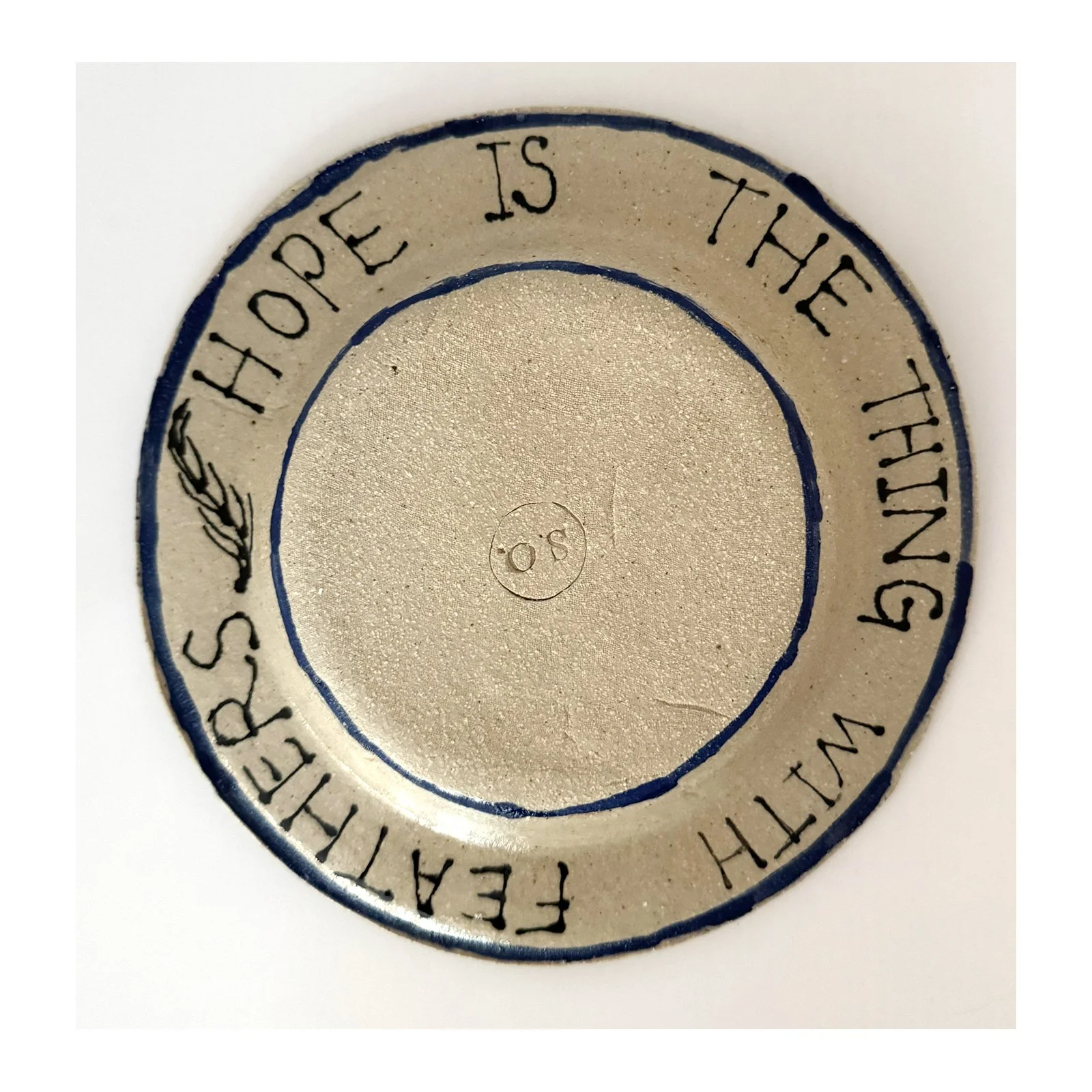 783. Ceramic plate by Sarah Odedina Hope is the Thing With Feathers..jpg