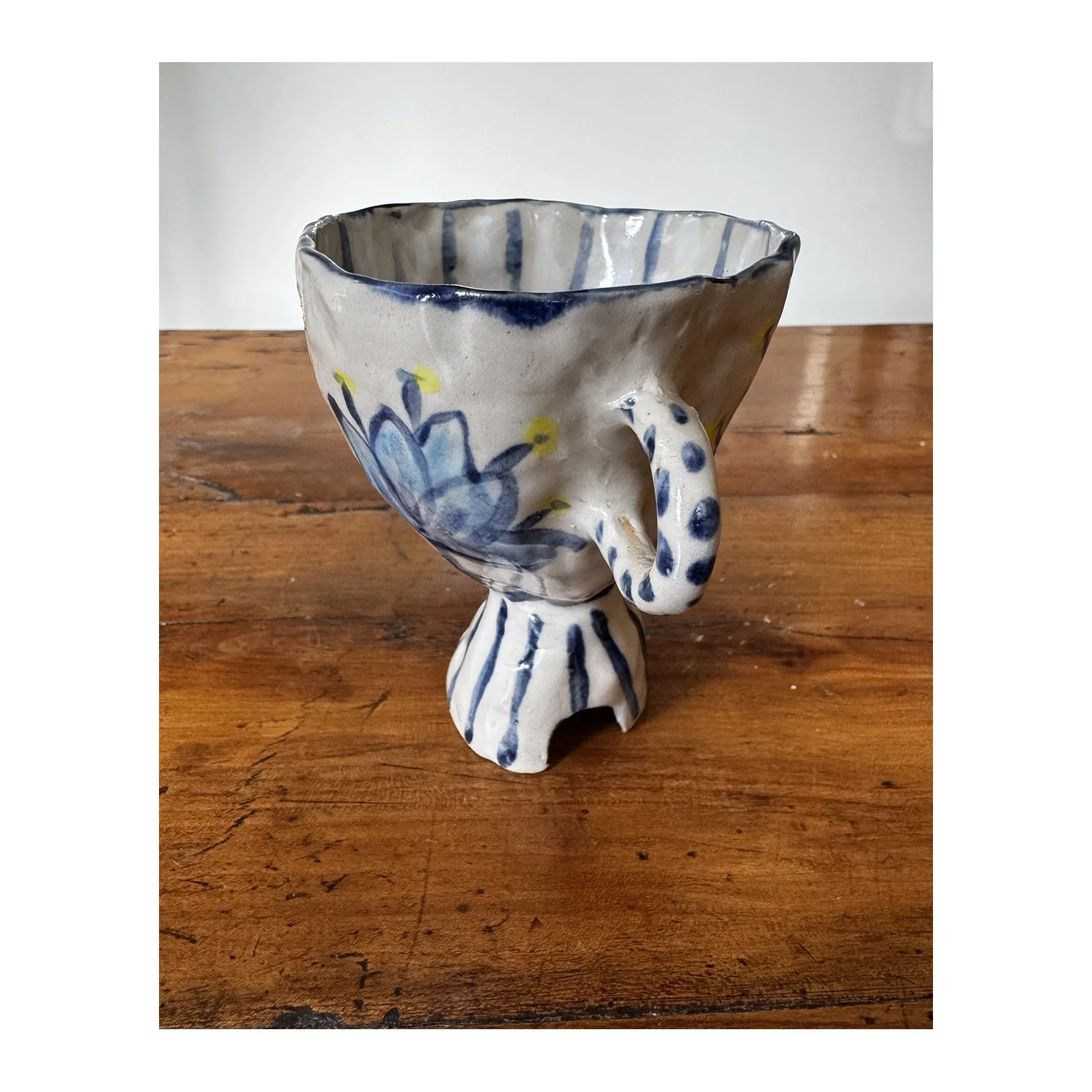 Decorated stoneware goblet with clear glaze by SARAH ODEDINA, 2025