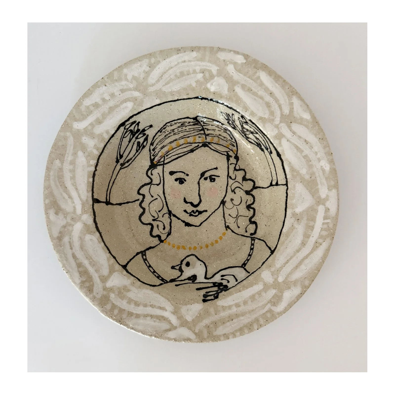 783. Ceramic plate by Sarah Odedina Hope is the Thing With Feathers 2.jpg