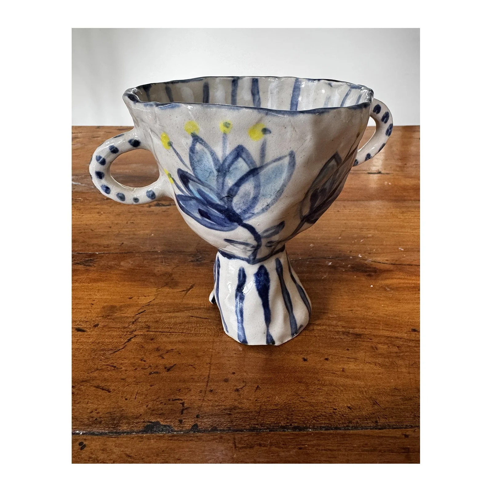 Decorated stoneware goblet with clear glaze by SARAH ODEDINA, 2025