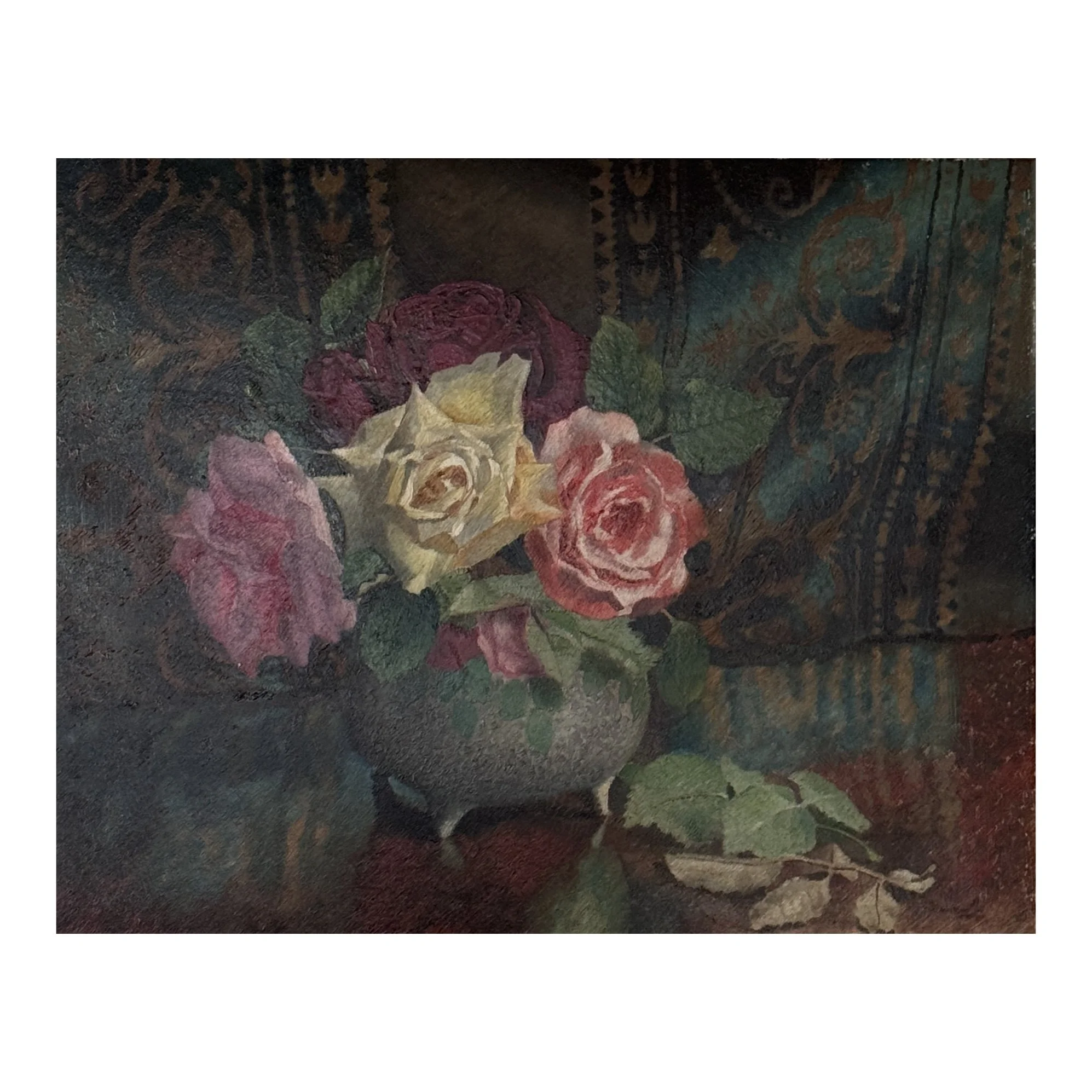 740 ROSES & BROCADE_original art vintage oil painting 6_web.JPG