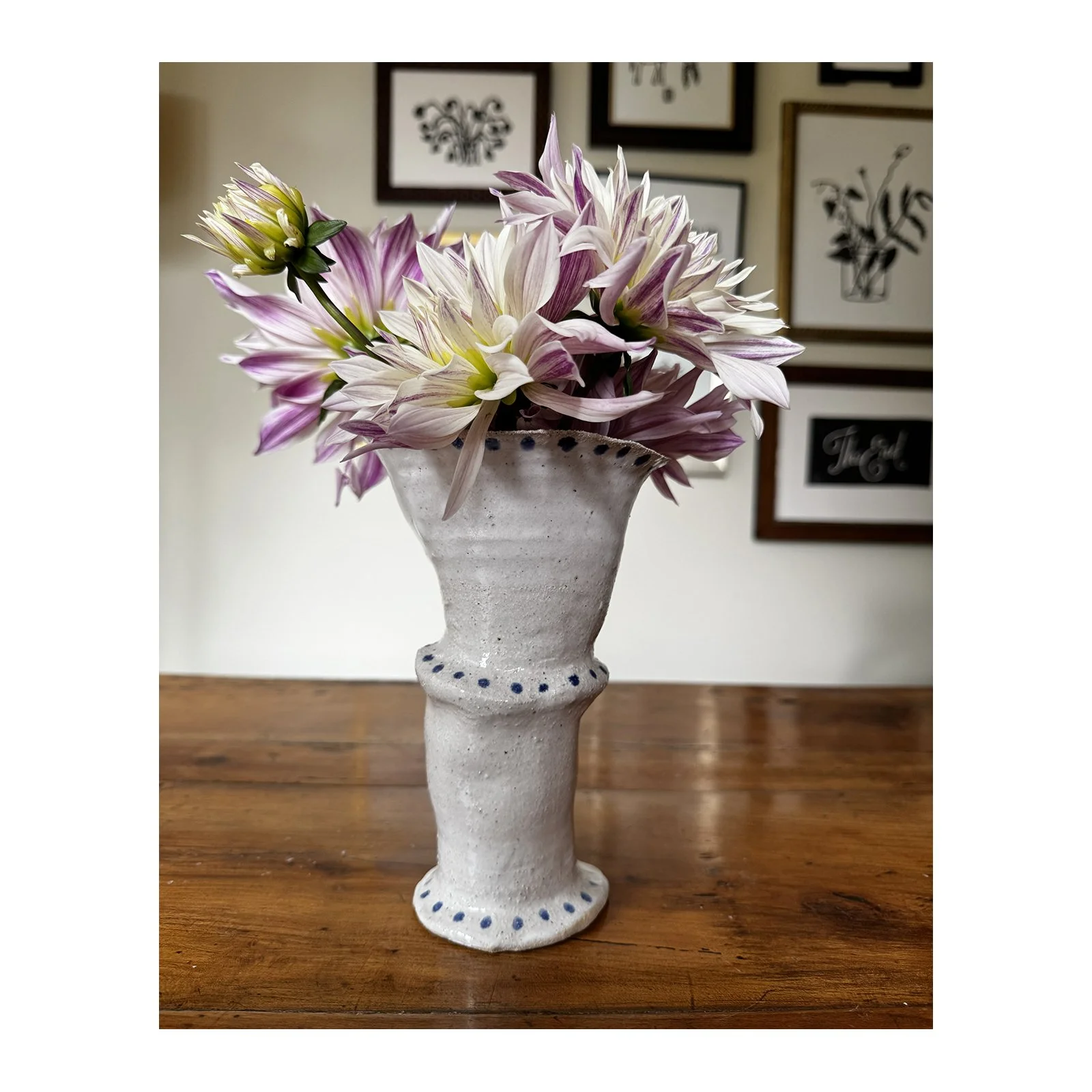 Decorated stoneware vase with clear glaze by SARAH ODEDINA, 2025