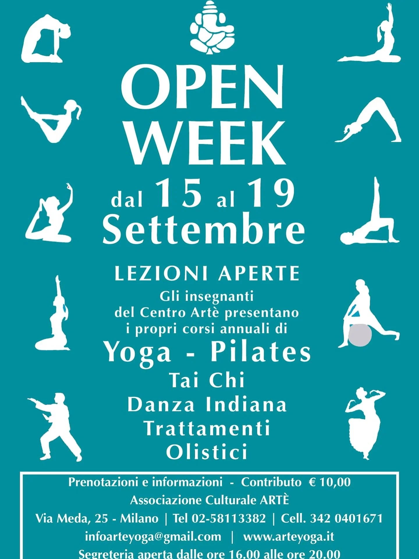 Respira, muoviti, ritrova il tuo centro.
🌿🧘&zwj;♂️☀️ 
Open Week Yoga &amp; Pilates &ndash; il tuo spazio di benessere ti aspetta!

OPEN WEEK | 15&ndash;19 Settembre
Prova i nostri corsi di Yoga e Pilates!

📍 Art&egrave; &ndash; Via Meda 25, Milano