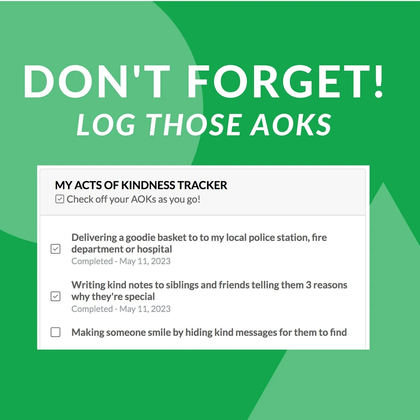 Don&rsquo;t Forget To Log Those Acts of Kindness! We want all students to be recognized for participating even if they can&rsquo;t raise money 🎉💜 Be sure to log your acts of kindness in the software - we can&rsquo;t wait to see all the kind things 