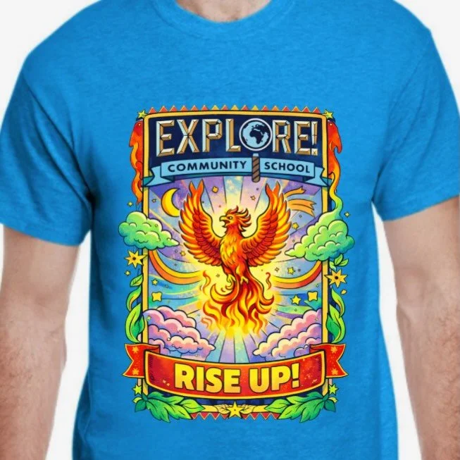 Check our bio to purchase our latest Explore! spirit wear! 🐦&zwj;🔥 Presales end 4/30! RISE UP! 🔥