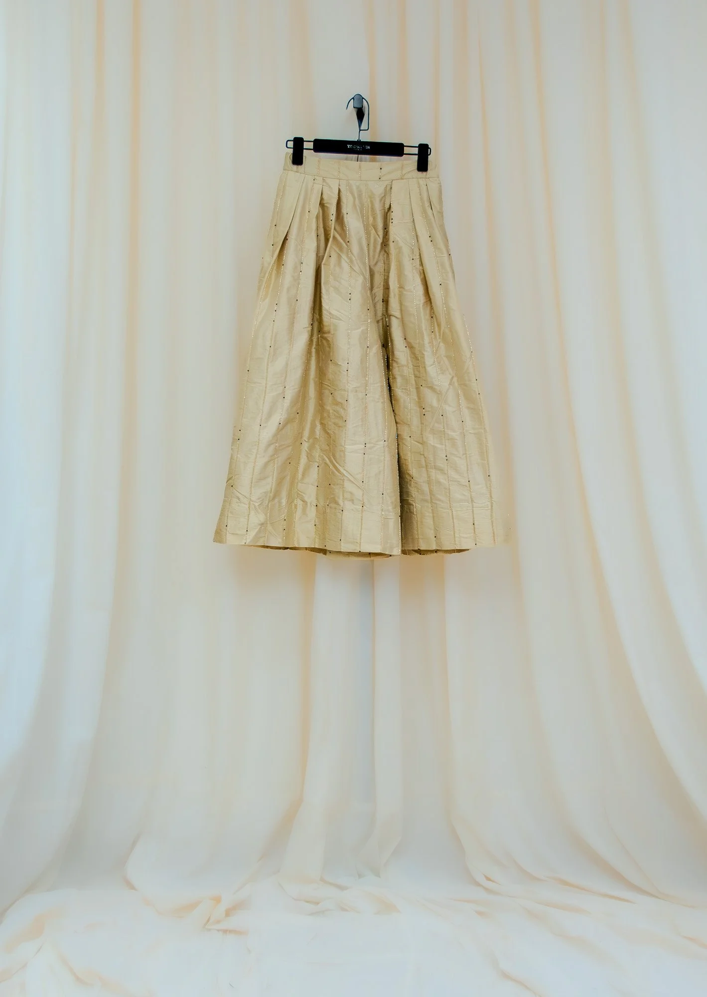 Non-gendered - Quần Ống Rộng - Wide Leg Pants - Light Gold Beaded Silk Taffeta