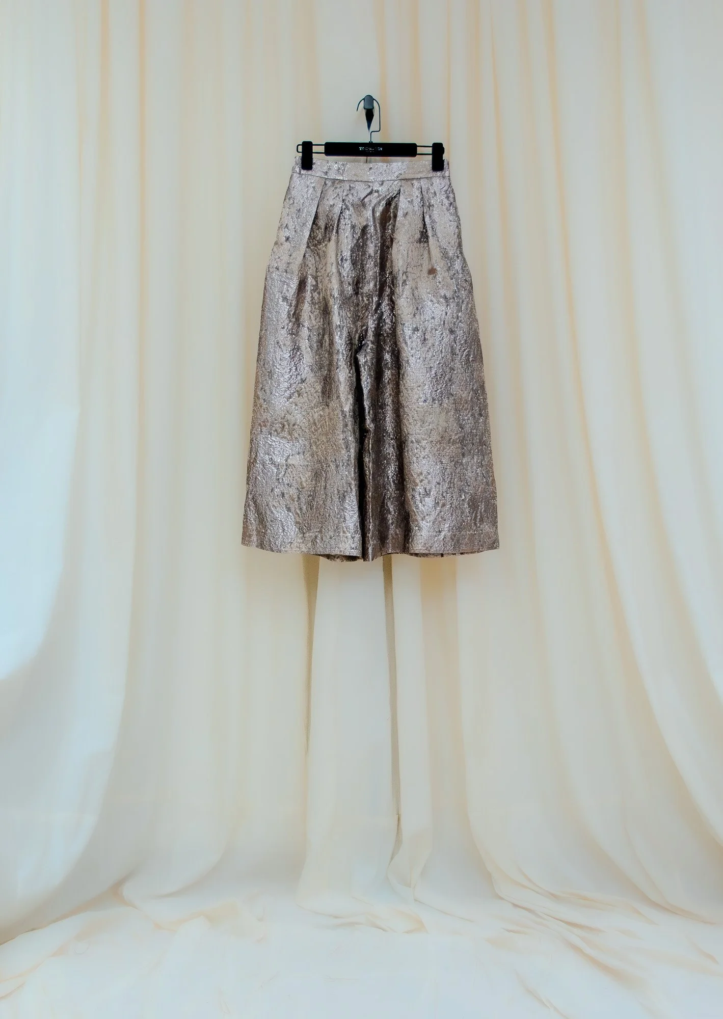 Non-gendered - Quần Ống Rộng - Wide Leg Pants - Taupe Metallic Silver Brocade