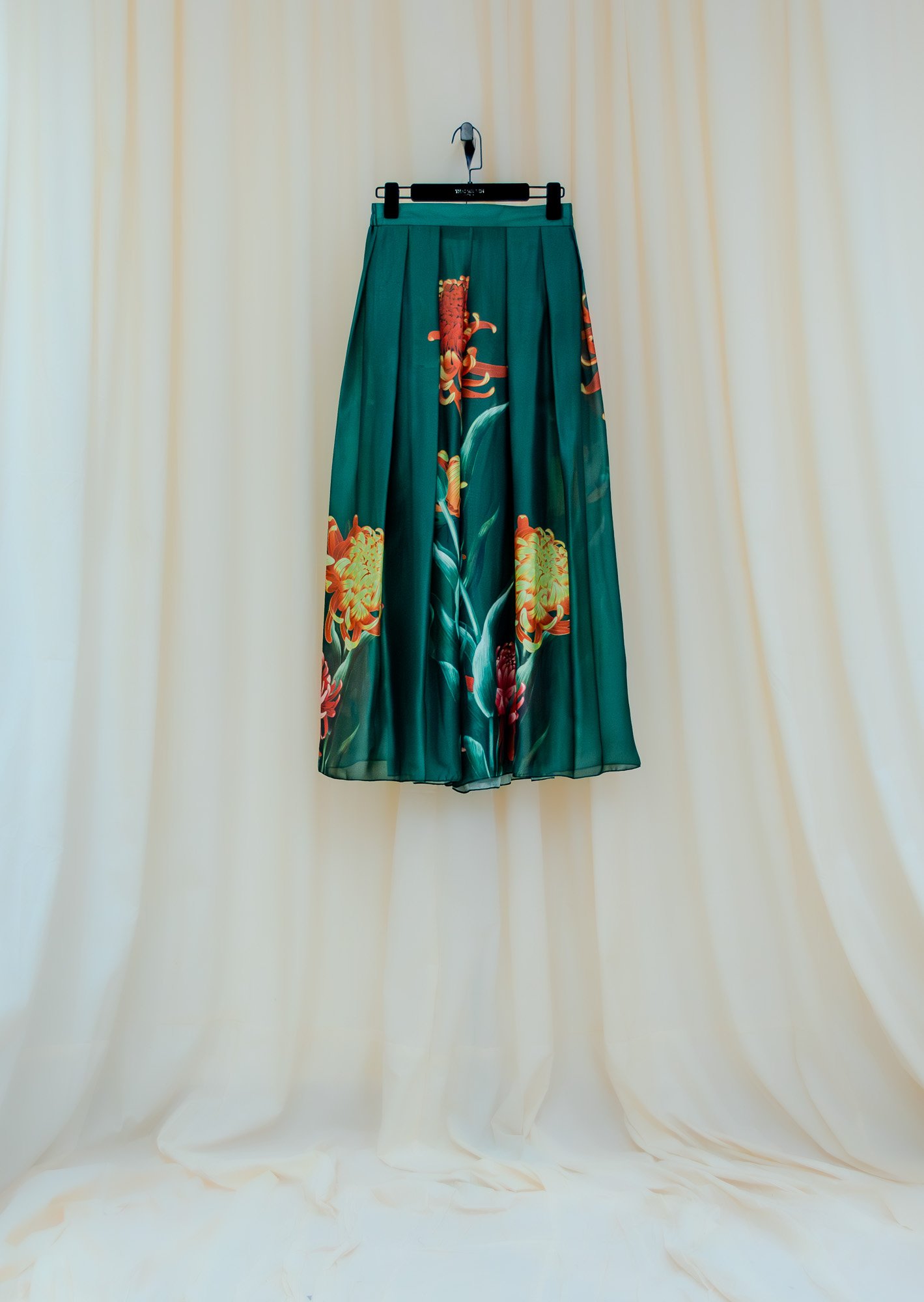 Non-gendered - Quần Ống Rộng - Wide Leg Pants - Printed Chrysanthemum Gorgette