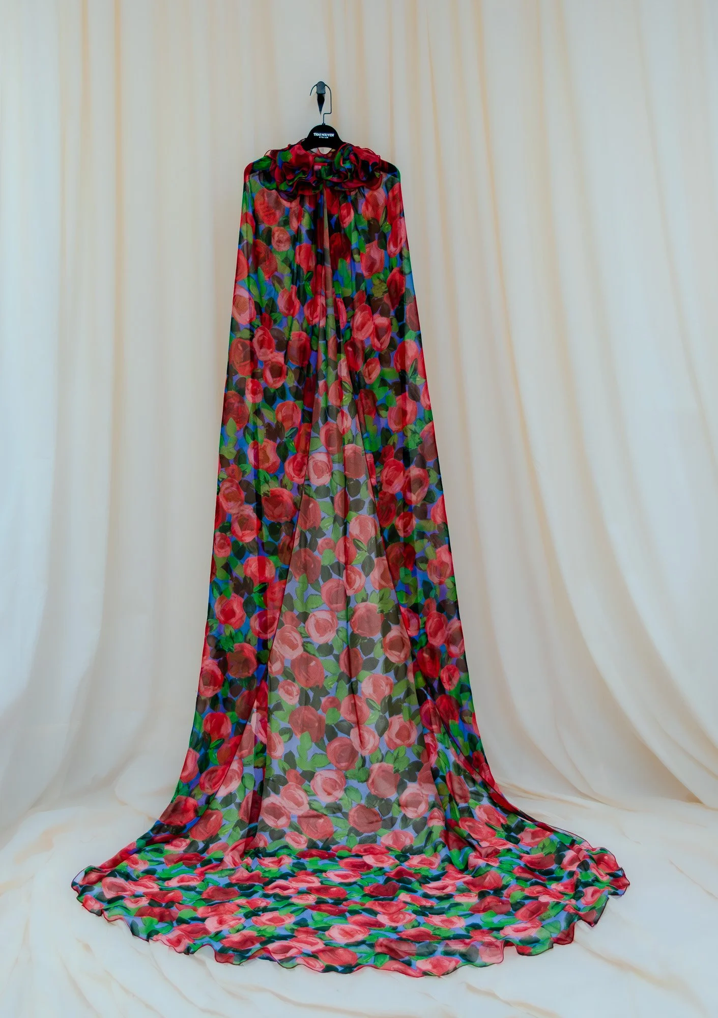 Removable Cape - Rose Garden Silk Chiffon