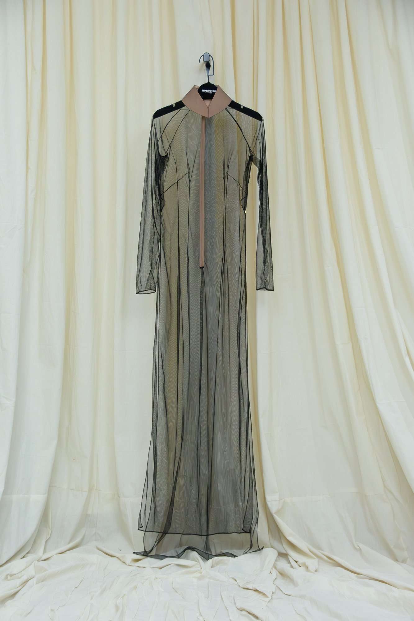 Tailored Áo Dài - Black Mesh