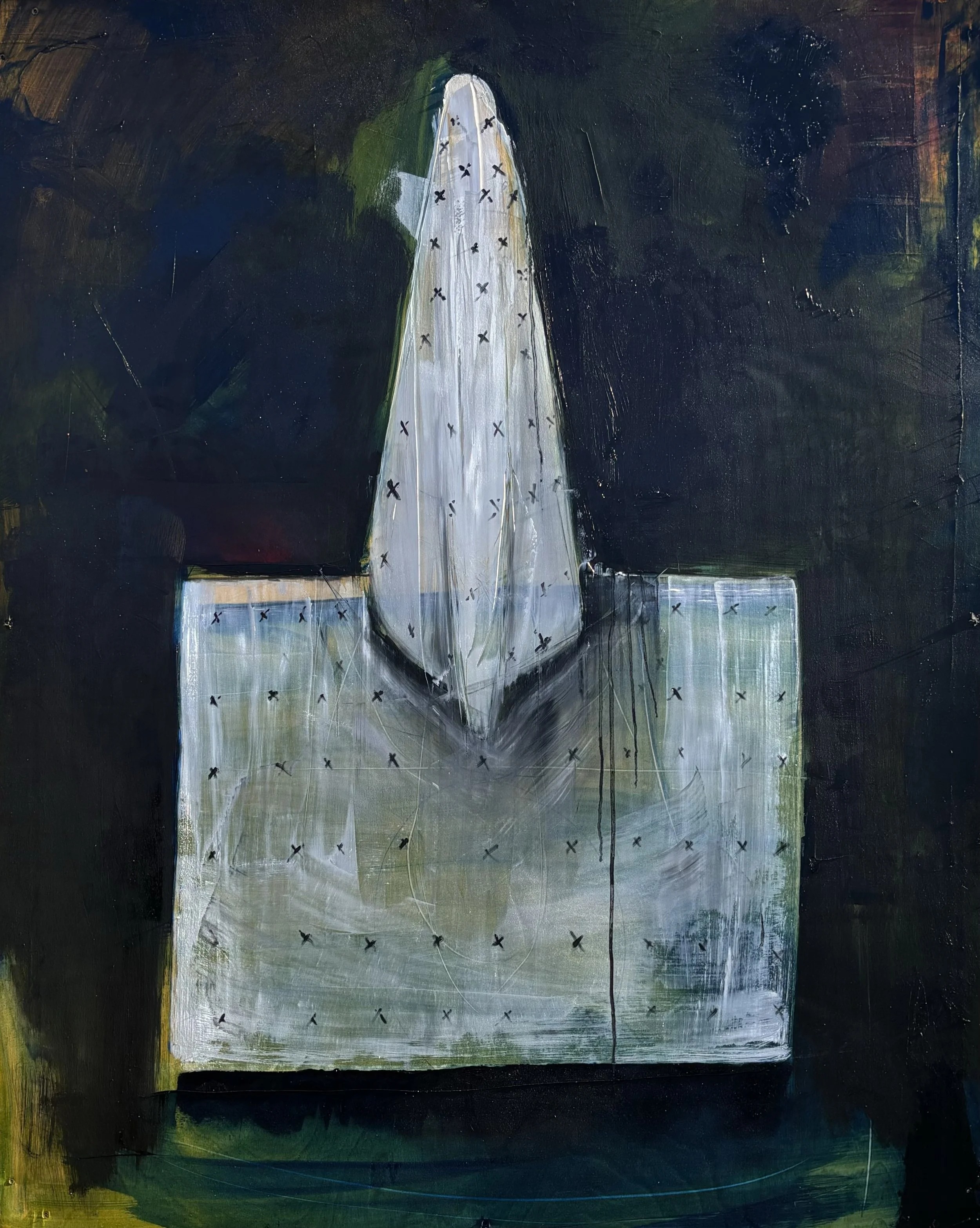 Two Towels at Dawn | 2024 | 60" x 48" | oil, wood