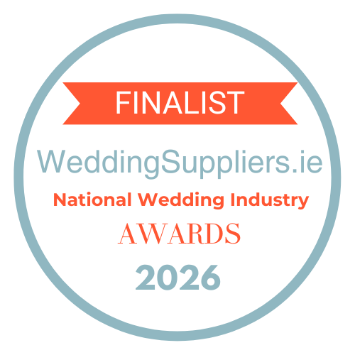 Award badge for WeddingSuppliers.ie, finalist in the 2026 National Wedding Industry Awards.