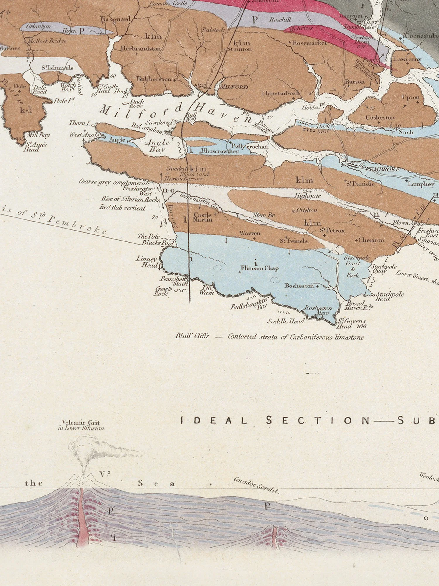Silurian Map detail showing illustrations at foot of images.