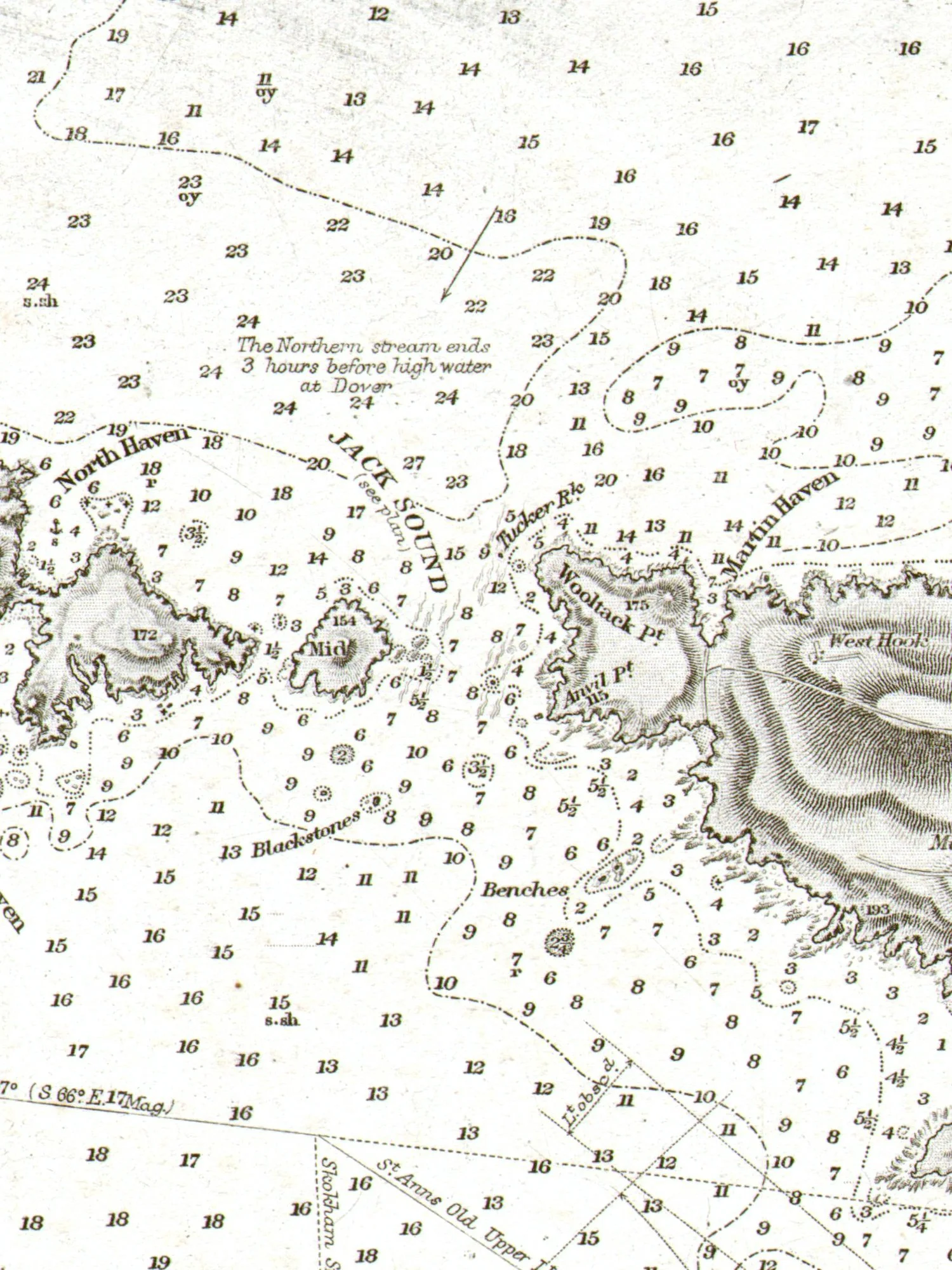Jack Sound Natical Chart print detail.