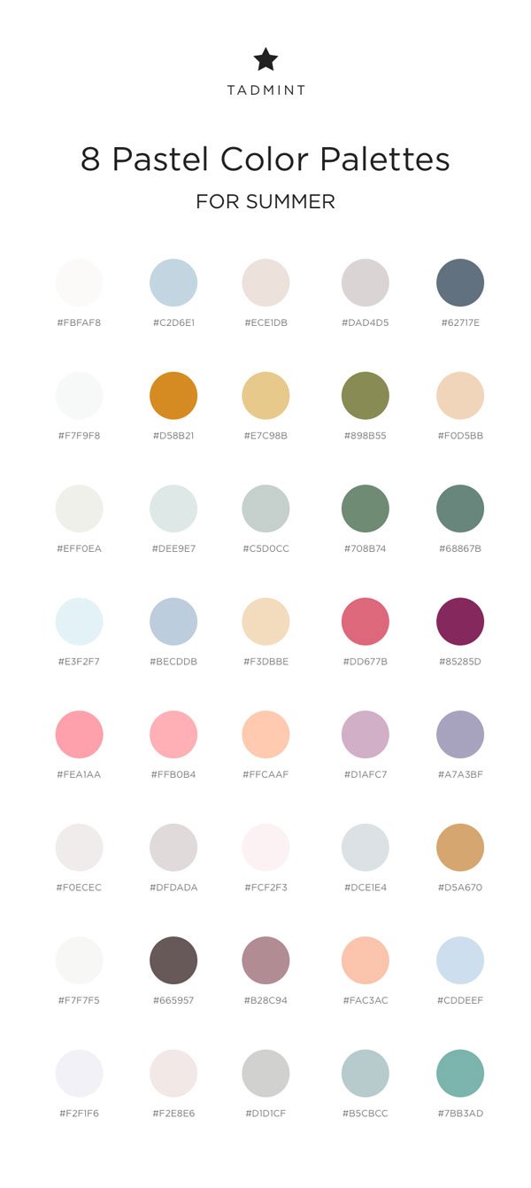 8 pastel color palettes for summer
