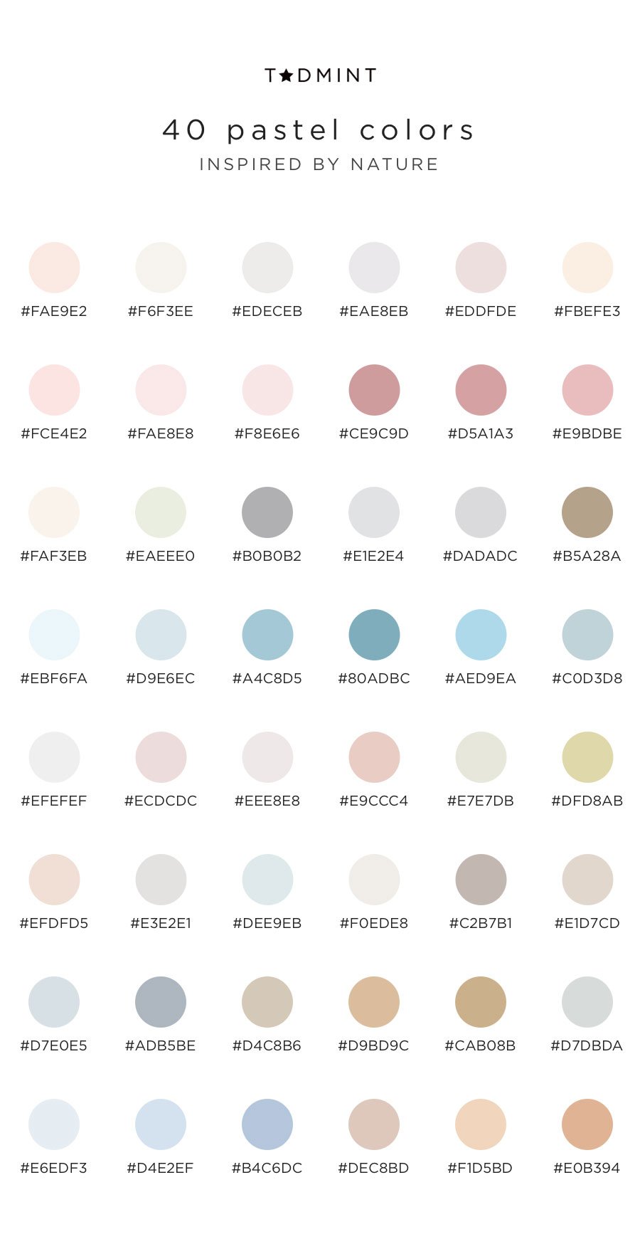 40 pastel colors inspired by nature