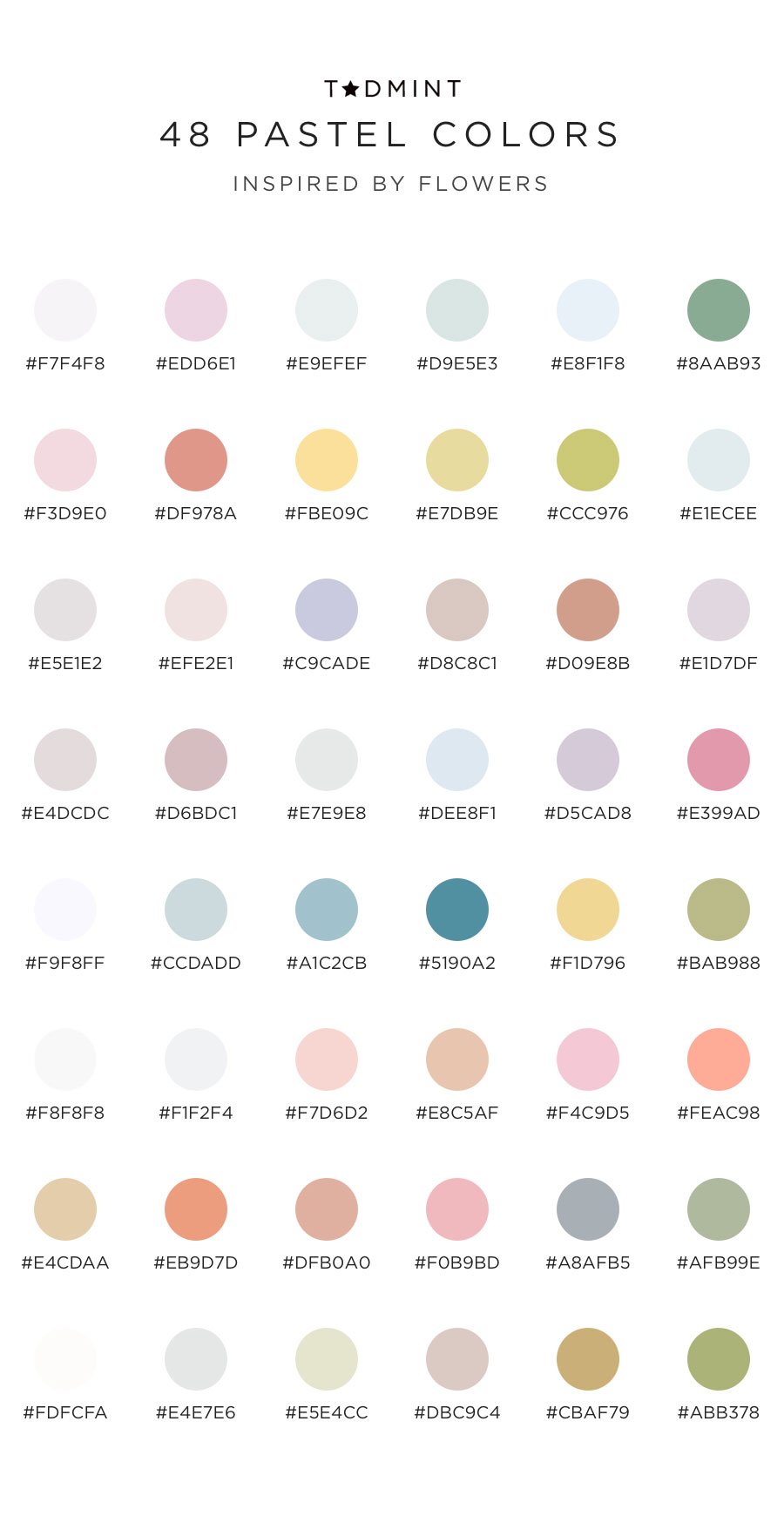 48 pastel colors inspired by flowers