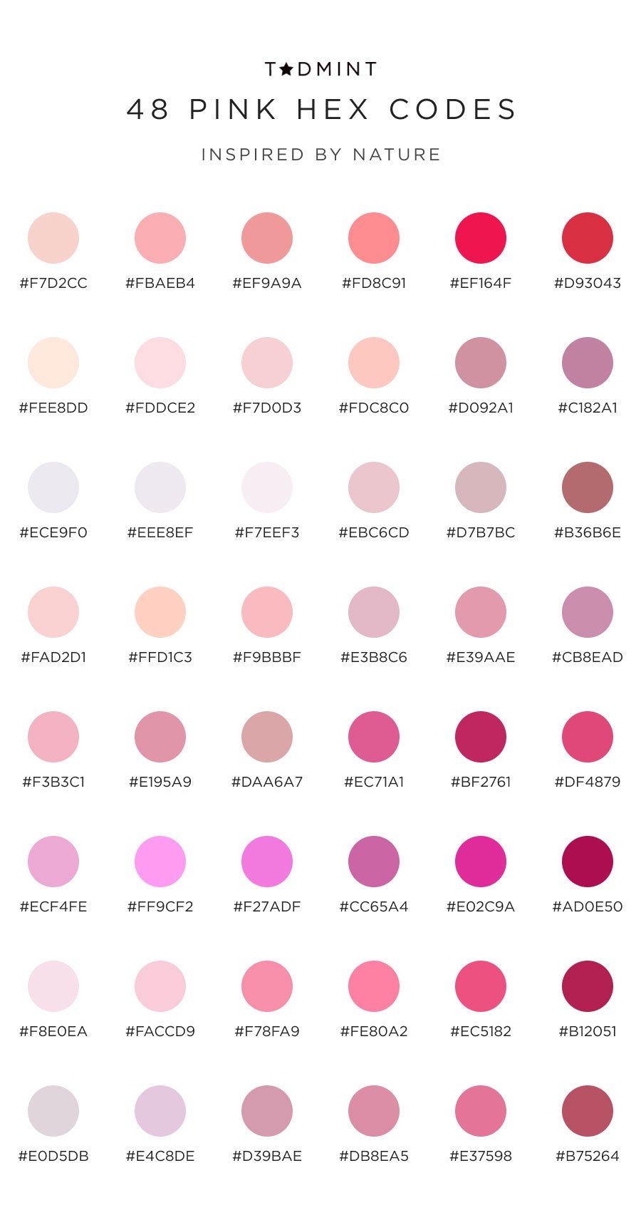 90+ Pink Color Codes (With Pink Color Chart & Hex Codes)  Pink color  chart, Color palette pink, Shades of pink names