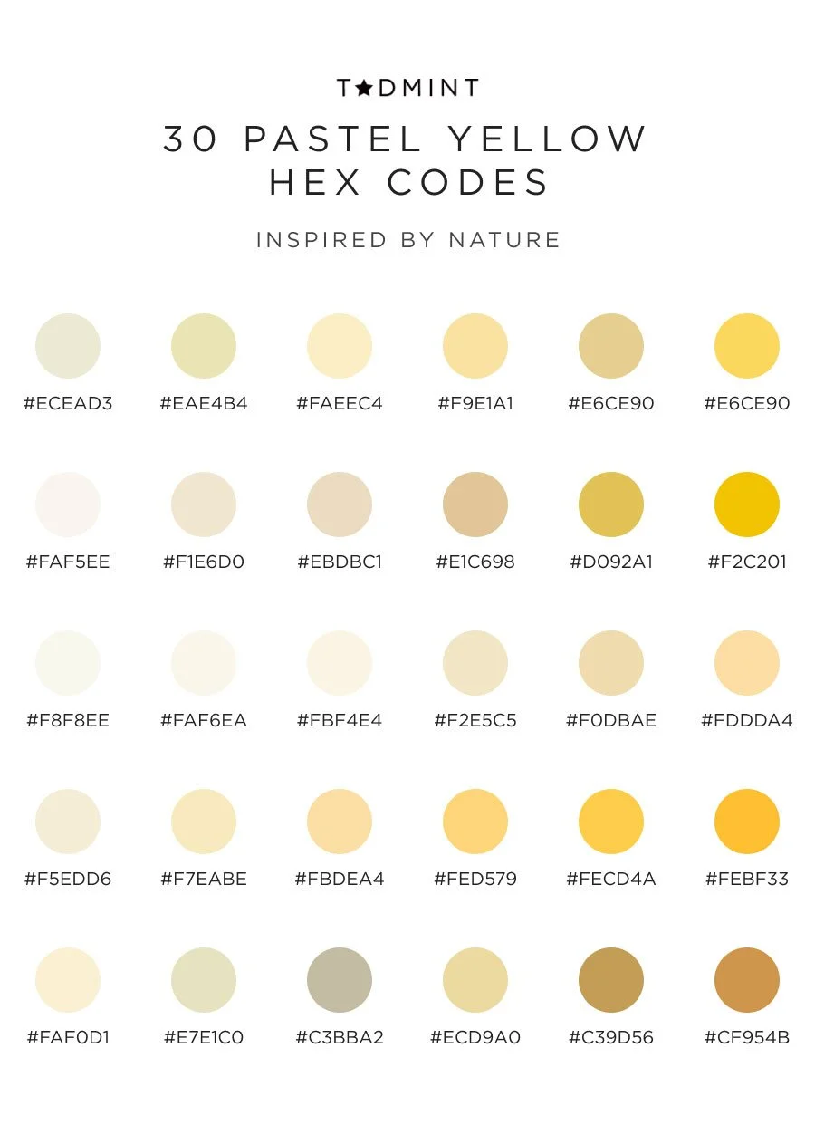 pastel yellow color palettes with hex codes