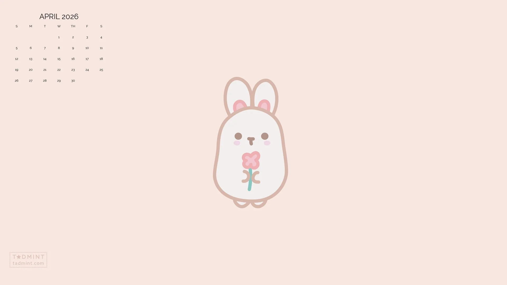 Free April Desktop Wallpaper - Cute Bunny